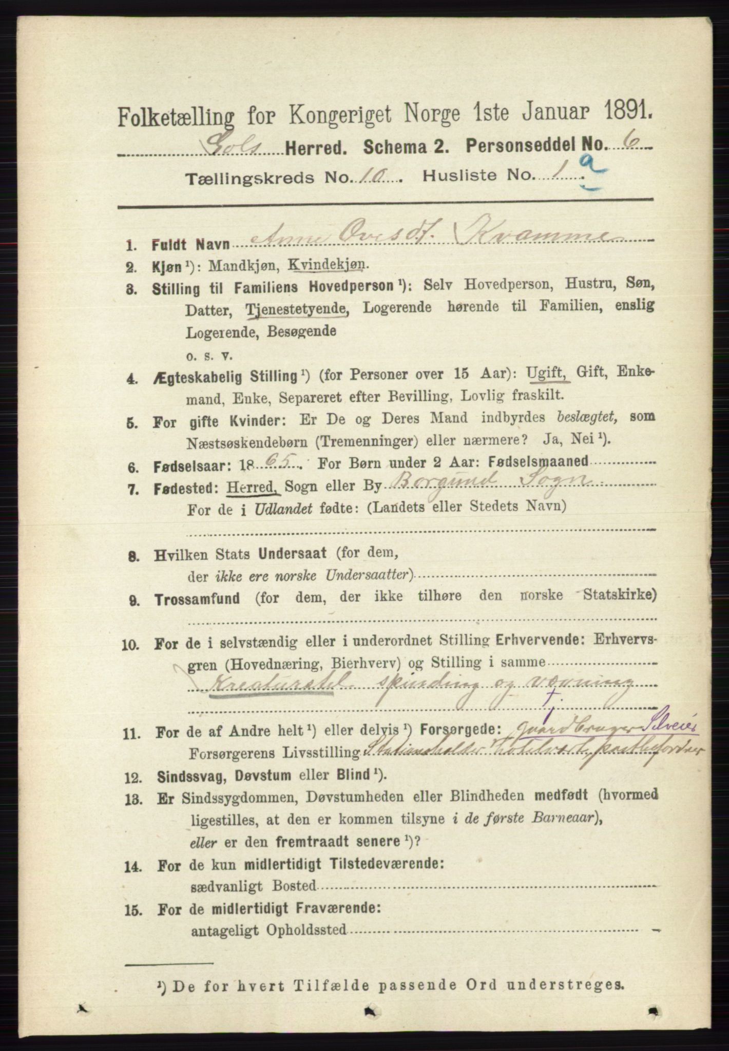 RA, 1891 census for 0617 Gol og Hemsedal, 1891, p. 4034