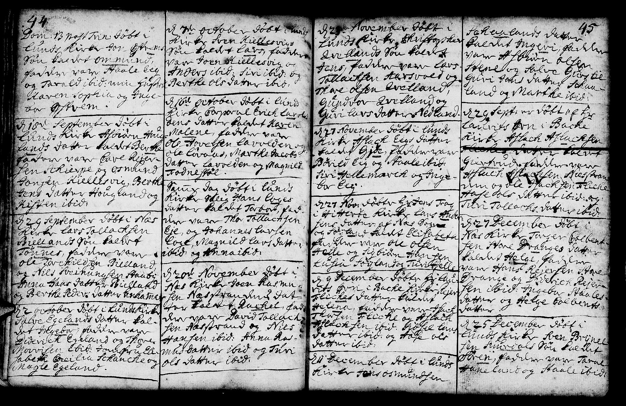 Lund sokneprestkontor, AV/SAST-A-101809/S06/L0002: Parish register (official) no. A 2, 1738-1760, p. 44-45