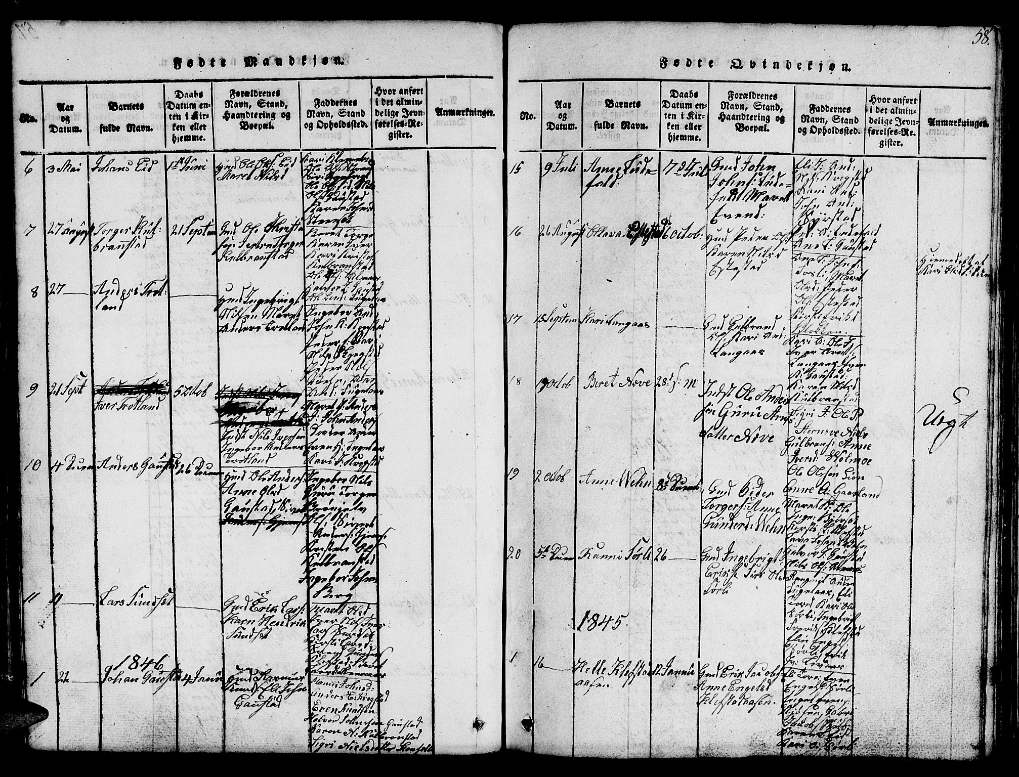 Ministerialprotokoller, klokkerbøker og fødselsregistre - Sør-Trøndelag, SAT/A-1456/694/L1130: Parish register (copy) no. 694C02, 1816-1857, p. 58
