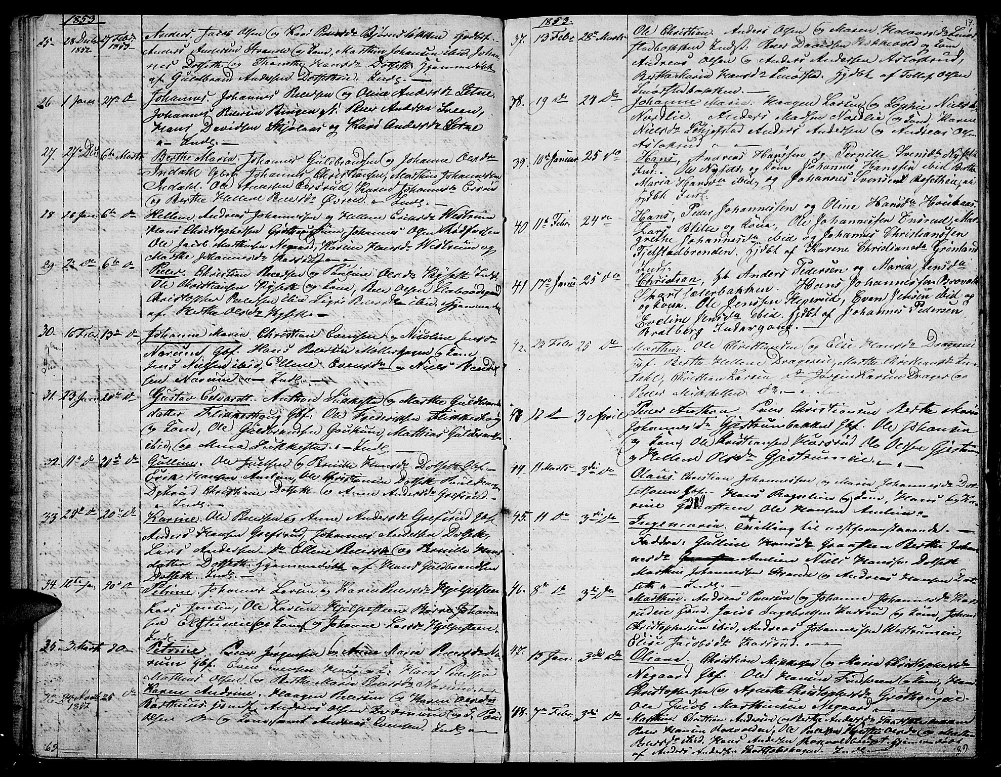 Vestre Toten prestekontor, SAH/PREST-108/H/Ha/Hab/L0004: Parish register (copy) no. 4, 1851-1853, p. 17