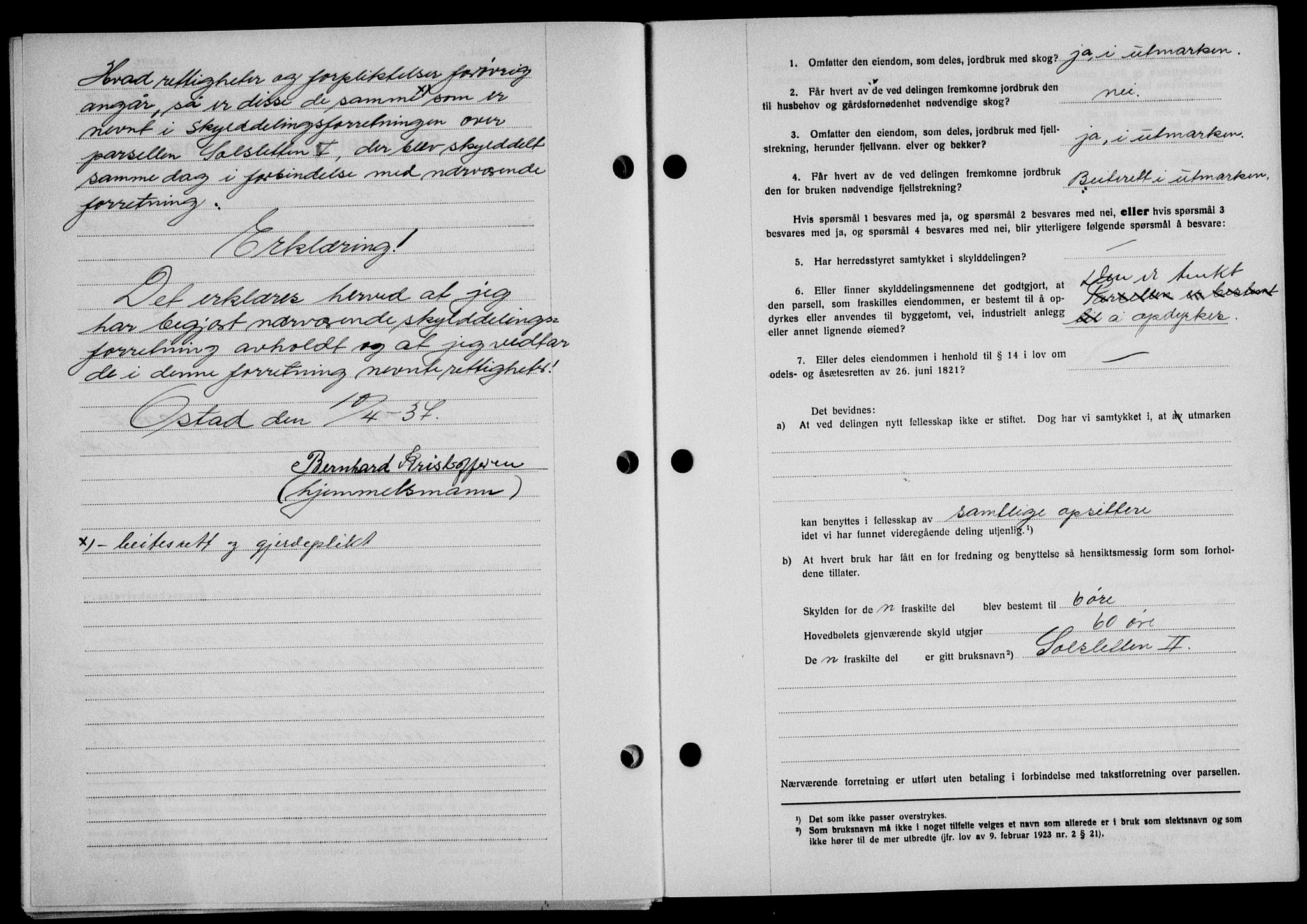 Lofoten sorenskriveri, SAT/A-0017/1/2/2C/L0002a: Mortgage book no. 2a, 1937-1937, Diary no: : 684/1937