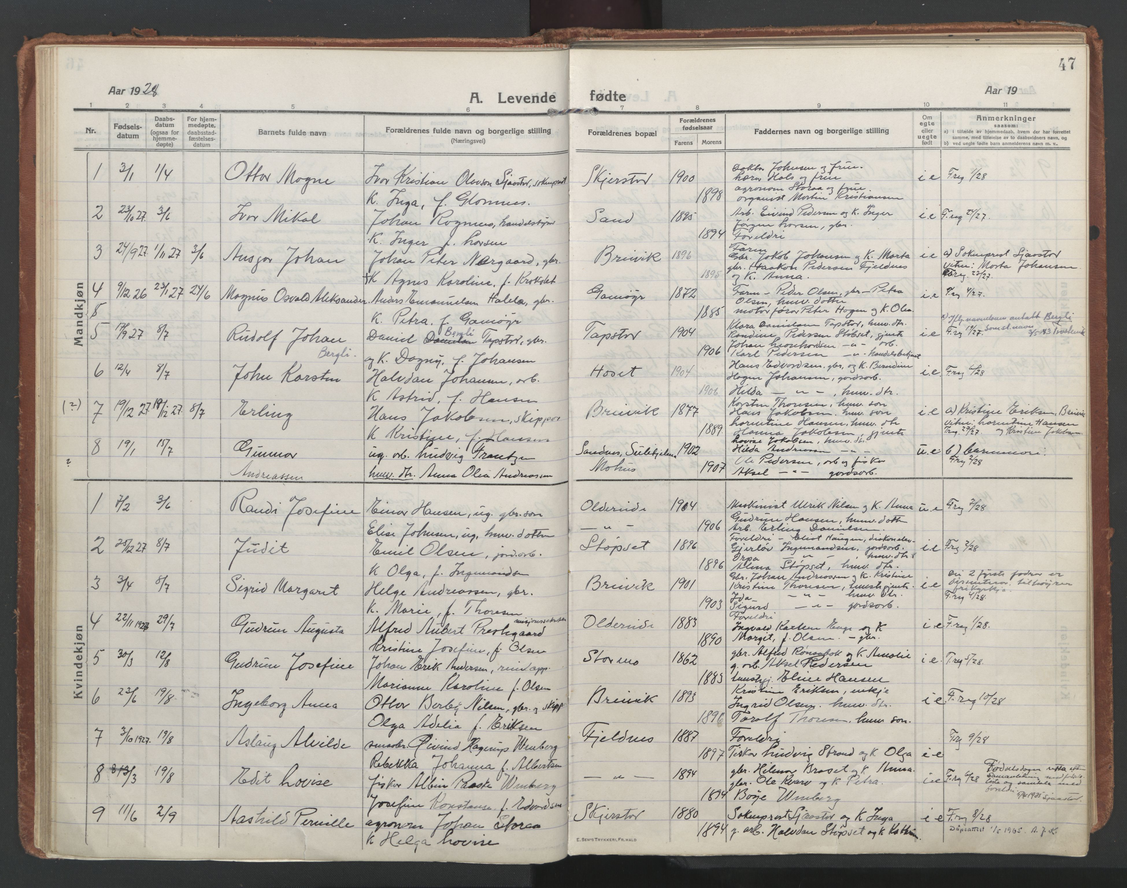 Ministerialprotokoller, klokkerbøker og fødselsregistre - Nordland, SAT/A-1459/852/L0748: Parish register (official) no. 852A18, 1913-1932, p. 47
