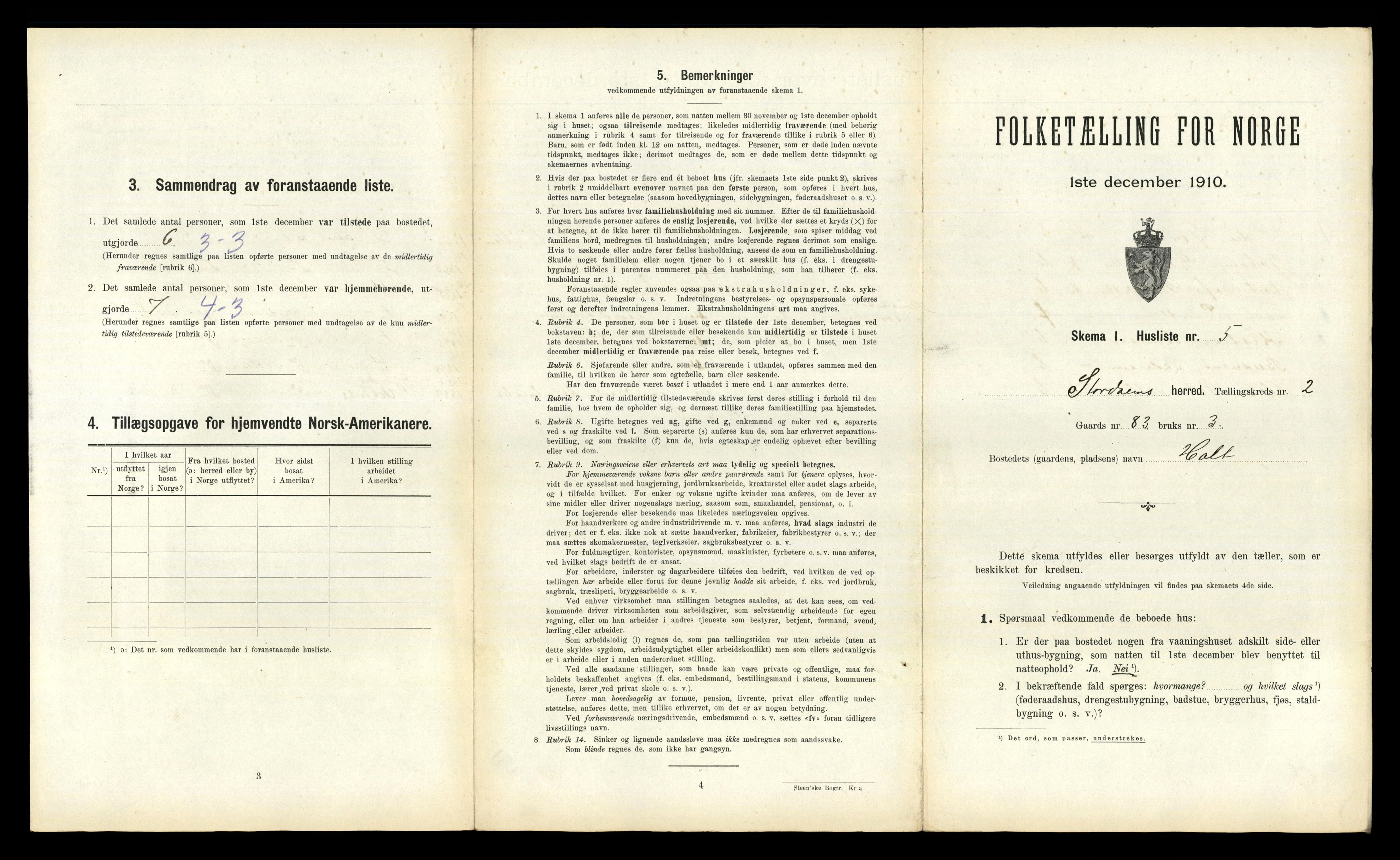 RA, 1910 census for Stordal, 1910, p. 166