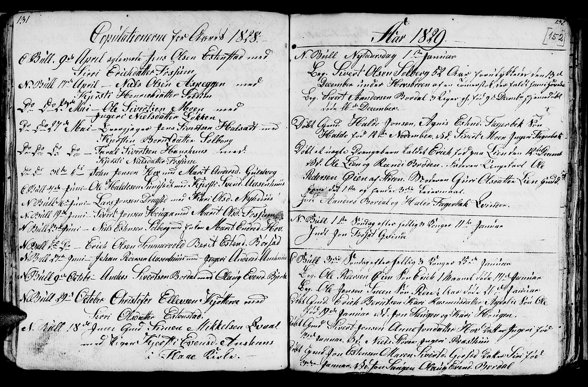 Ministerialprotokoller, klokkerbøker og fødselsregistre - Sør-Trøndelag, SAT/A-1456/689/L1042: Parish register (copy) no. 689C01, 1812-1841, p. 151-152