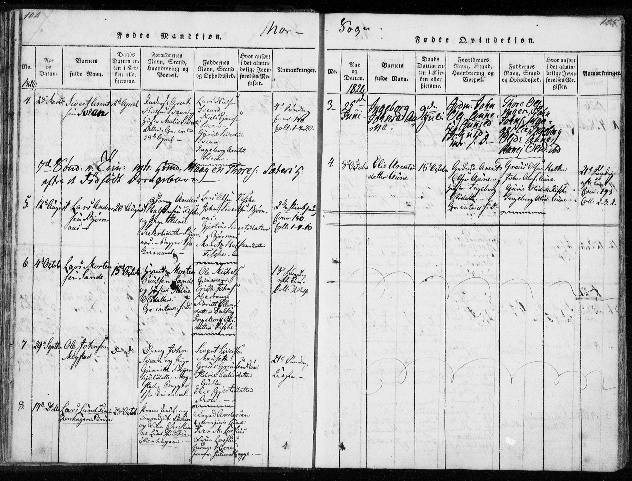 Ministerialprotokoller, klokkerbøker og fødselsregistre - Møre og Romsdal, AV/SAT-A-1454/595/L1041: Parish register (official) no. 595A03, 1819-1829, p. 104-105