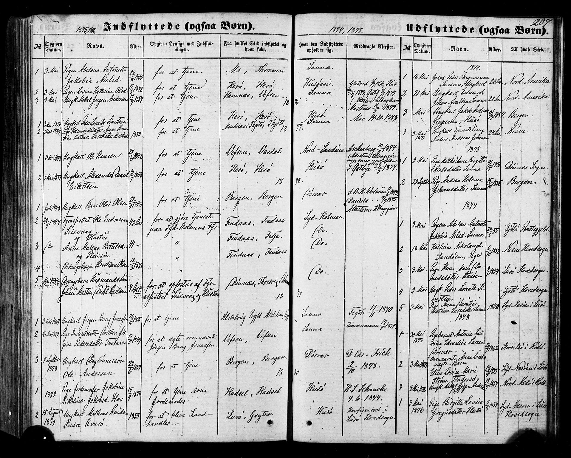 Ministerialprotokoller, klokkerbøker og fødselsregistre - Nordland, SAT/A-1459/840/L0579: Parish register (official) no. 840A01, 1863-1887, p. 207