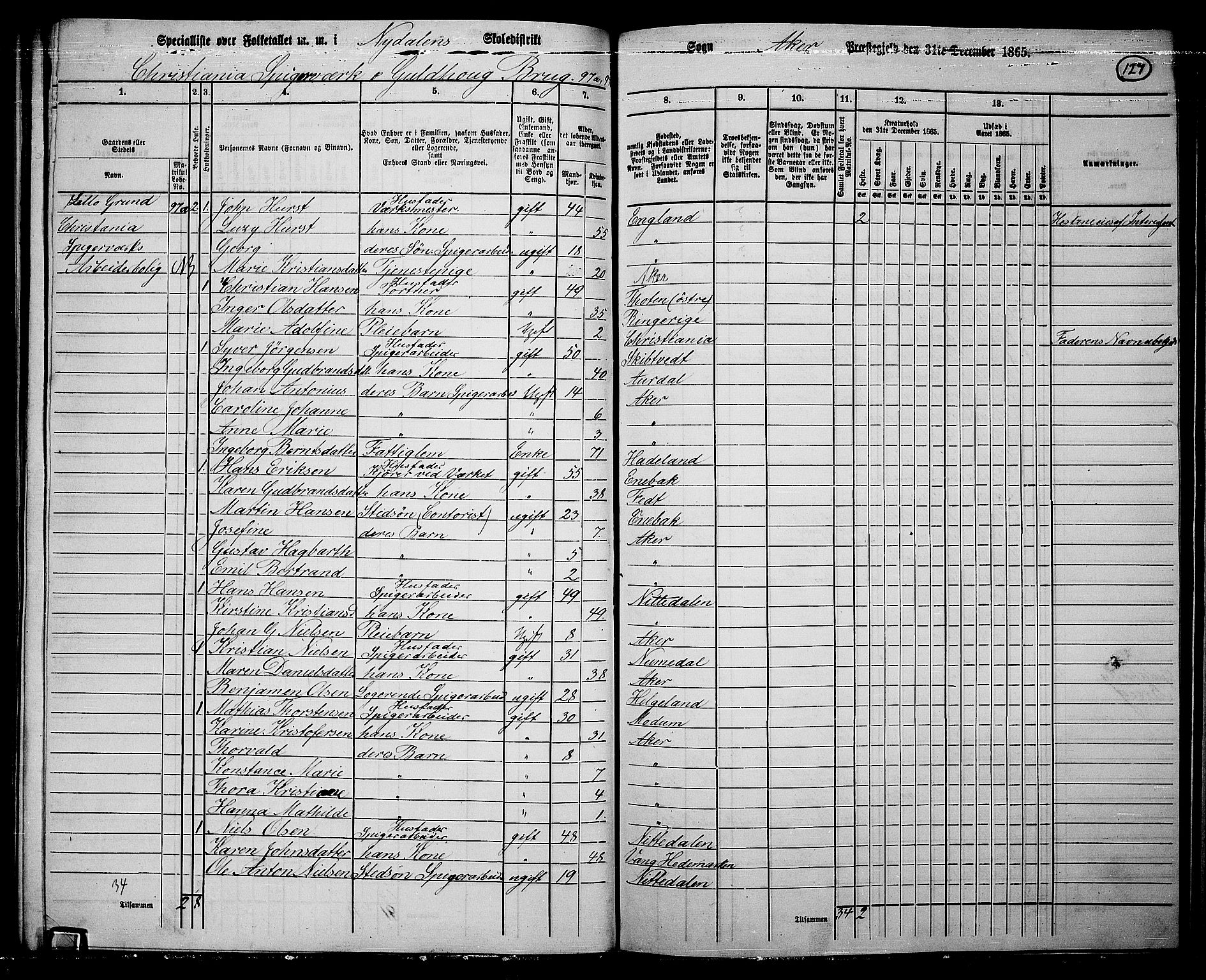 RA, 1865 census for Vestre Aker, 1865, p. 115