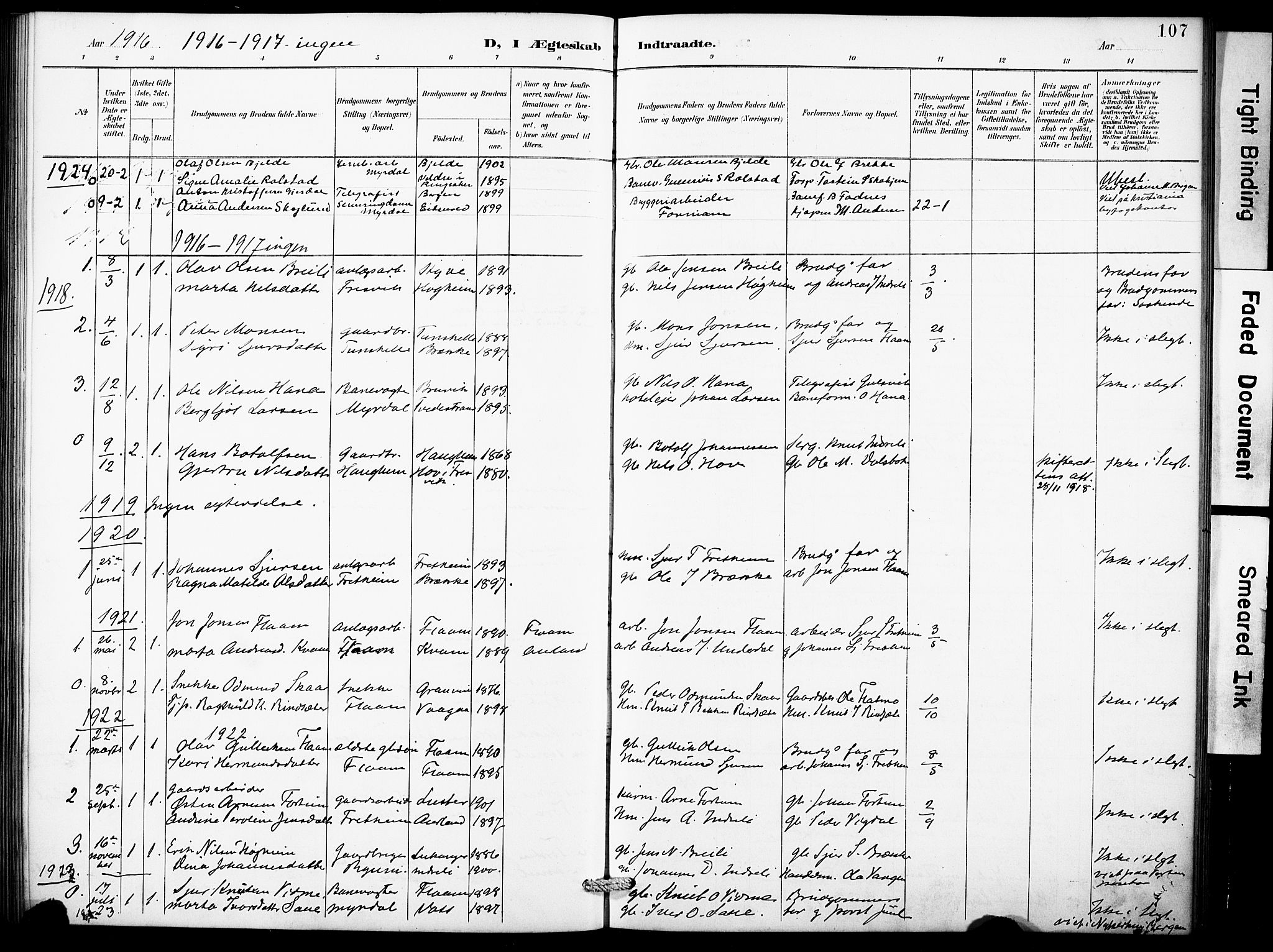 Aurland sokneprestembete, SAB/A-99937/H/Hb/Hbb/L0002: Parish register (copy) no. B 2, 1887-1929, p. 107