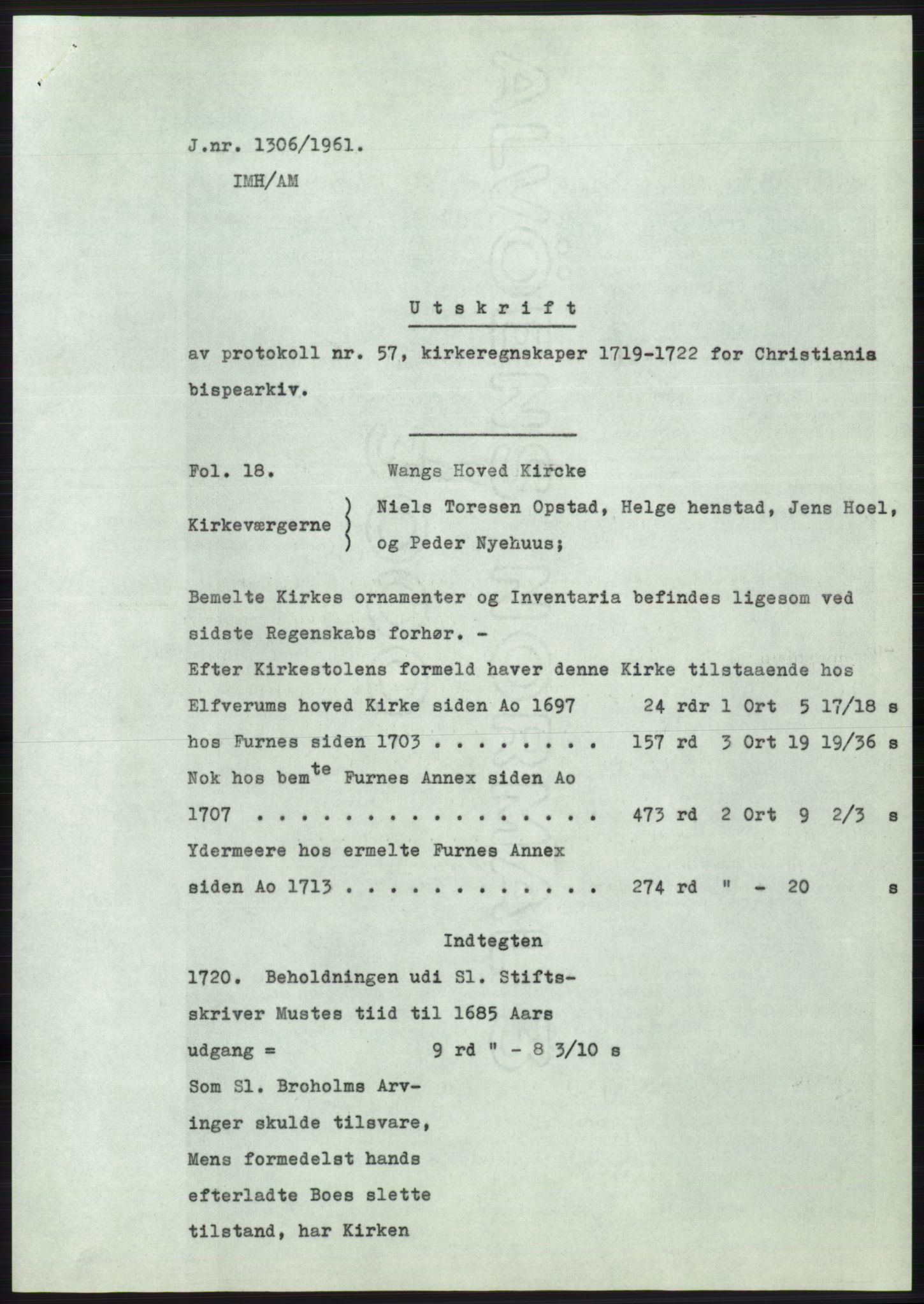 Statsarkivet i Oslo, SAO/A-10621/Z/Zd/L0014: Avskrifter, j.nr 1101-1809/1961, 1961, p. 110