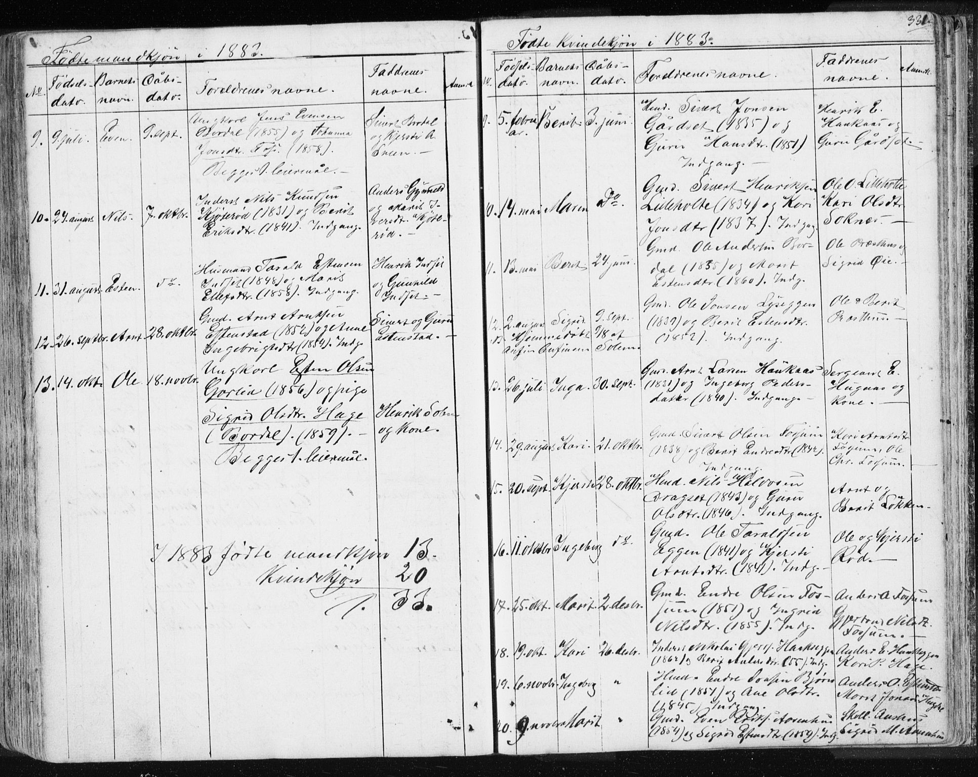 Ministerialprotokoller, klokkerbøker og fødselsregistre - Sør-Trøndelag, SAT/A-1456/689/L1043: Parish register (copy) no. 689C02, 1816-1892, p. 331