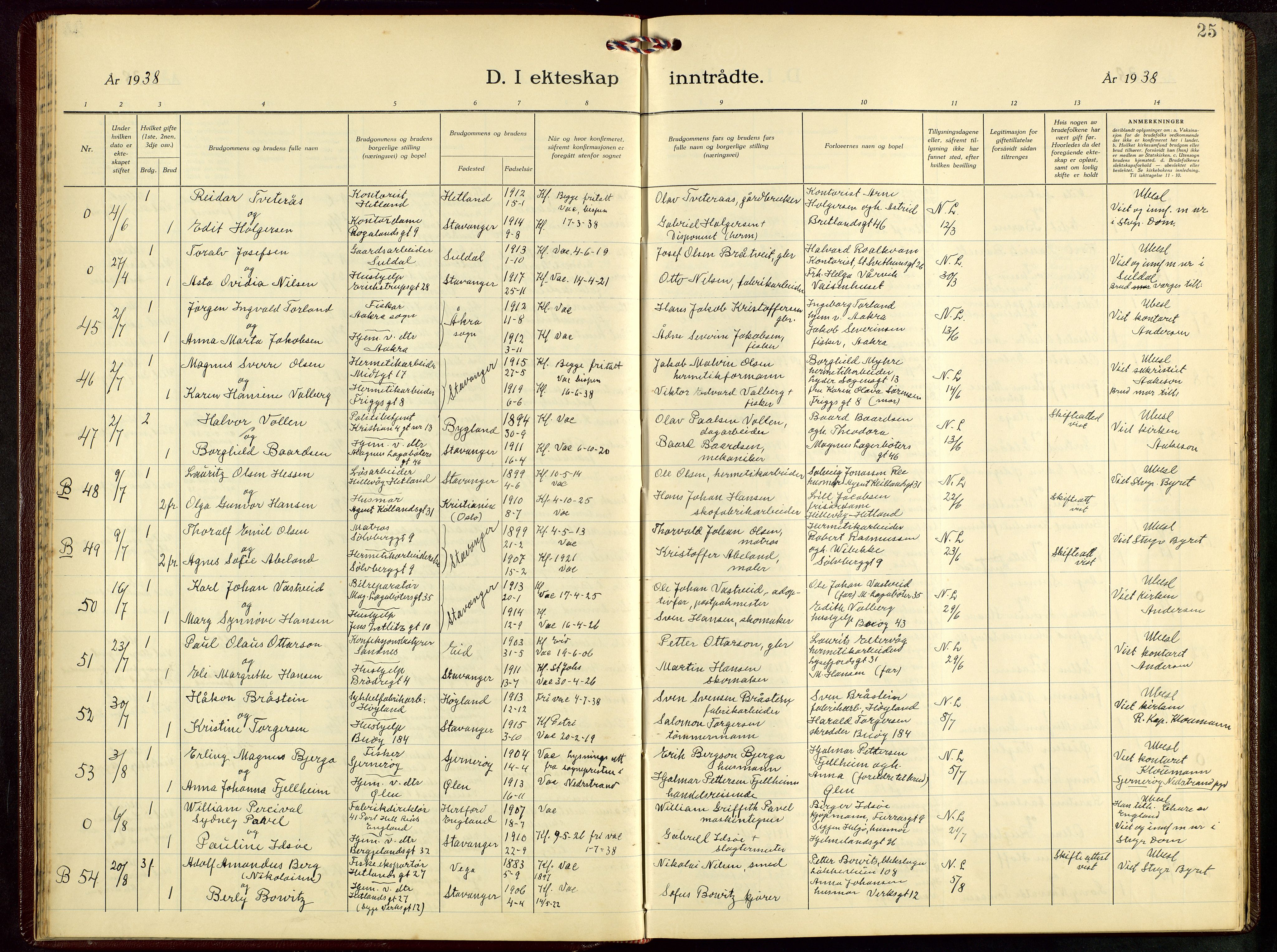 St. Petri sokneprestkontor, AV/SAST-A-101813/001/30/30BB/L0012: Parish register (copy) no. B 12, 1936-1951, p. 25