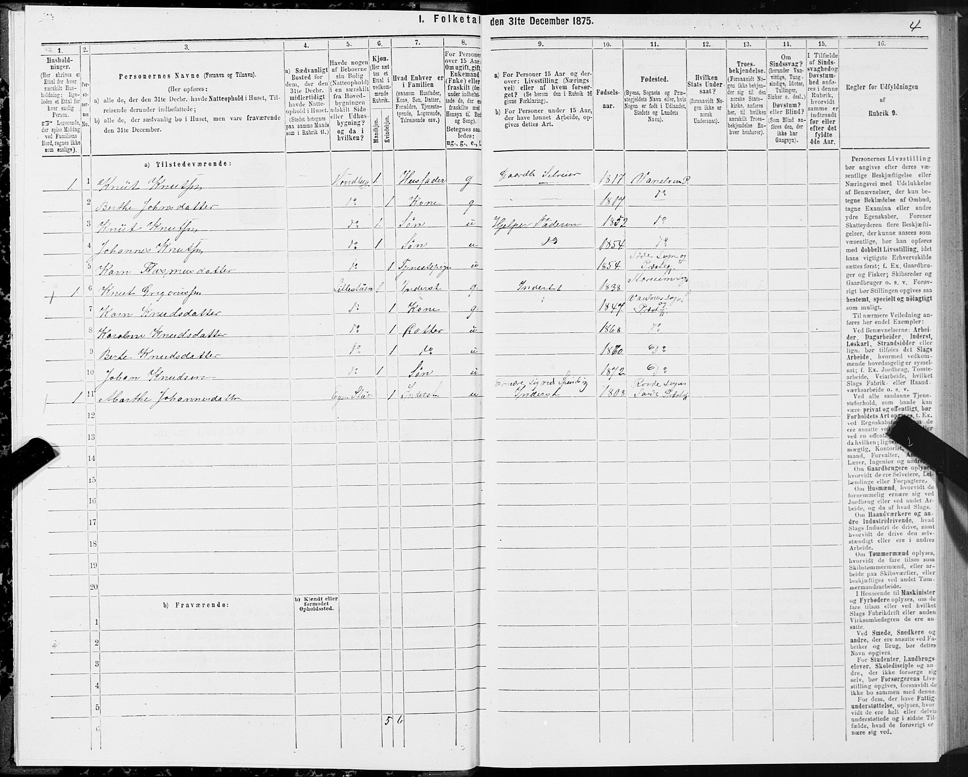 SAT, 1875 census for 1511P Vanylven, 1875, p. 1004