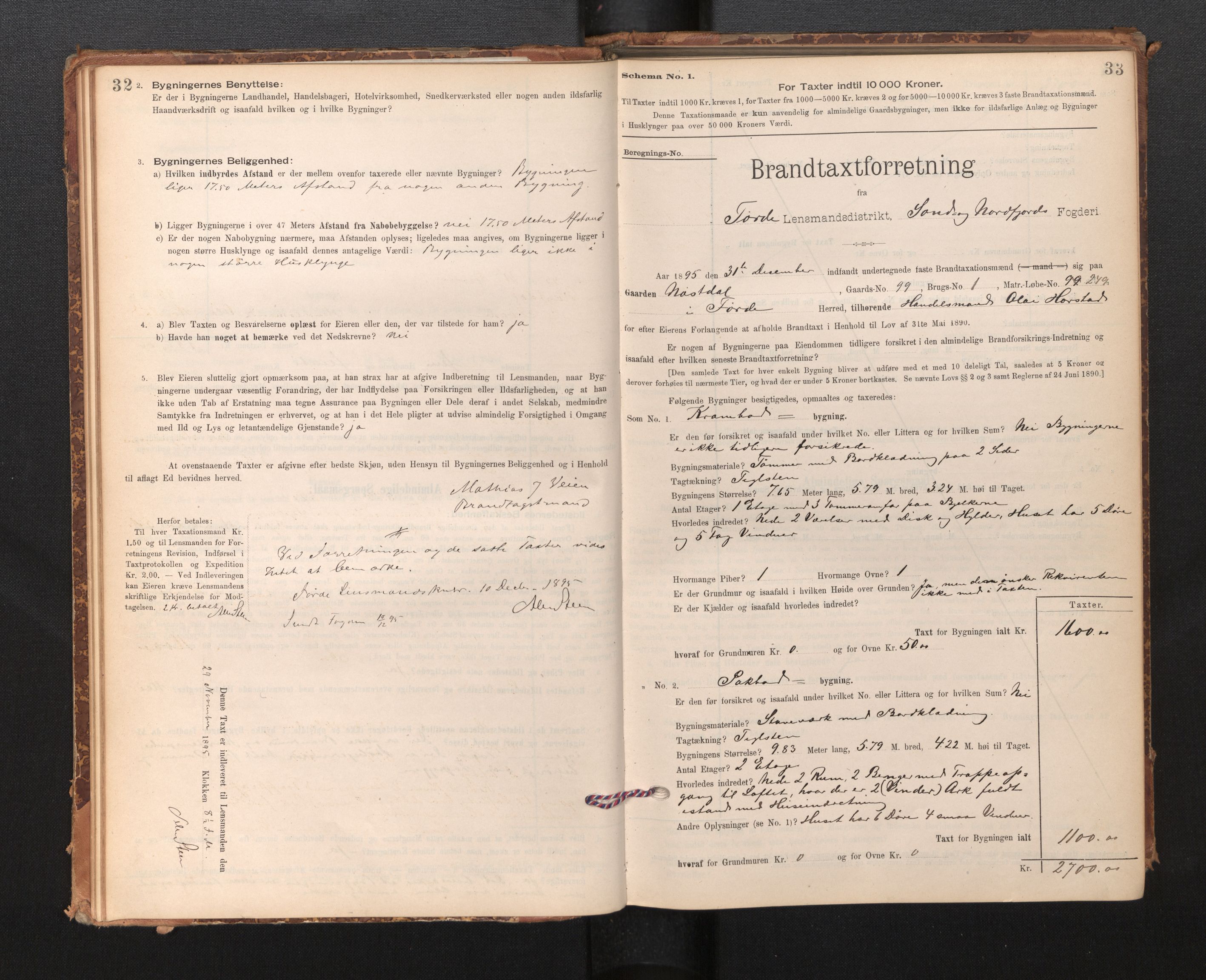 Lensmannen i Førde, AV/SAB-A-27401/0012/L0008: Branntakstprotokoll, skjematakst, 1895-1922, p. 32-33