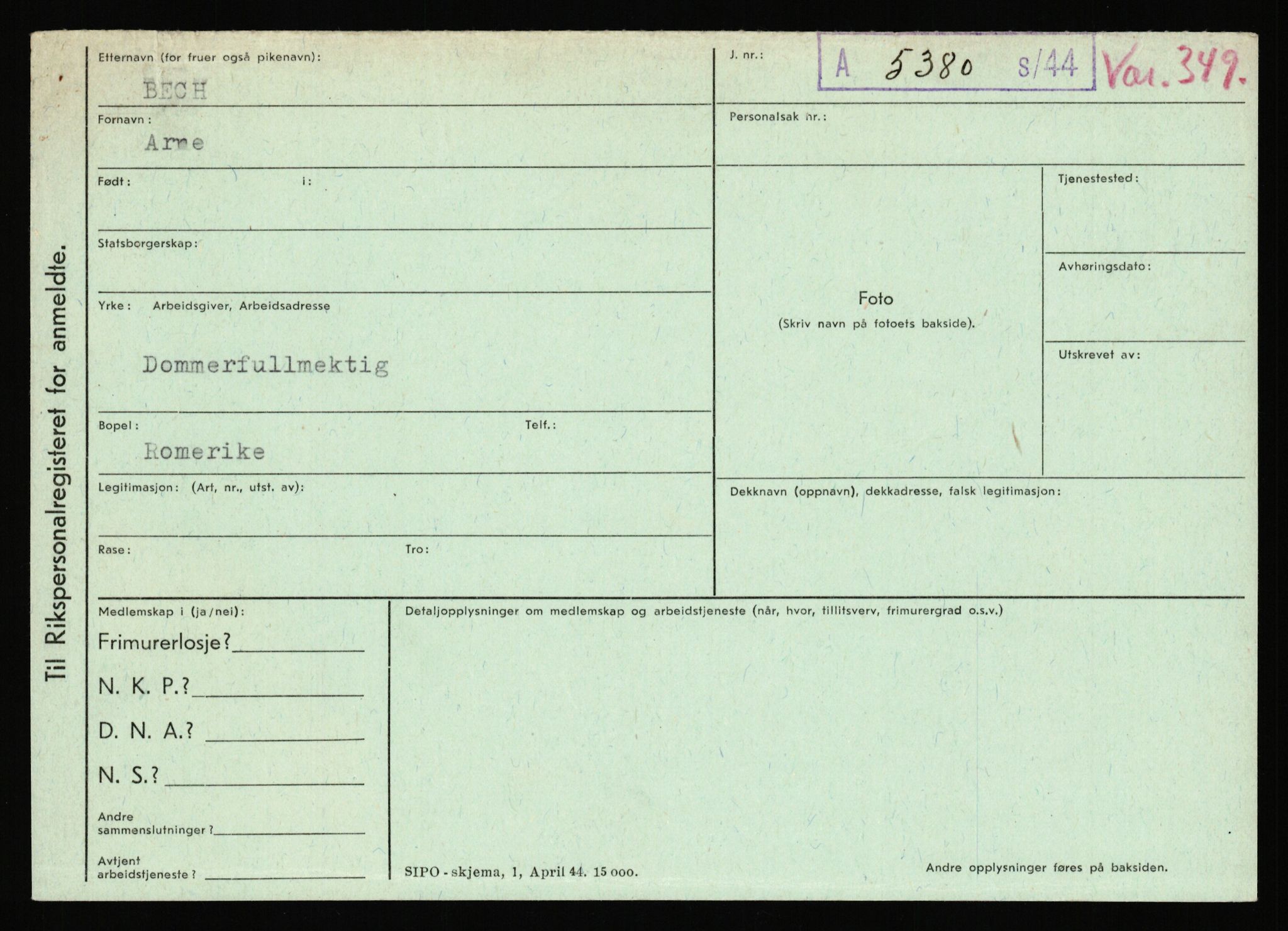 Statspolitiet - Hovedkontoret / Osloavdelingen, AV/RA-S-1329/C/Ca/L0002: Arneberg - Brand, 1943-1945, p. 1563