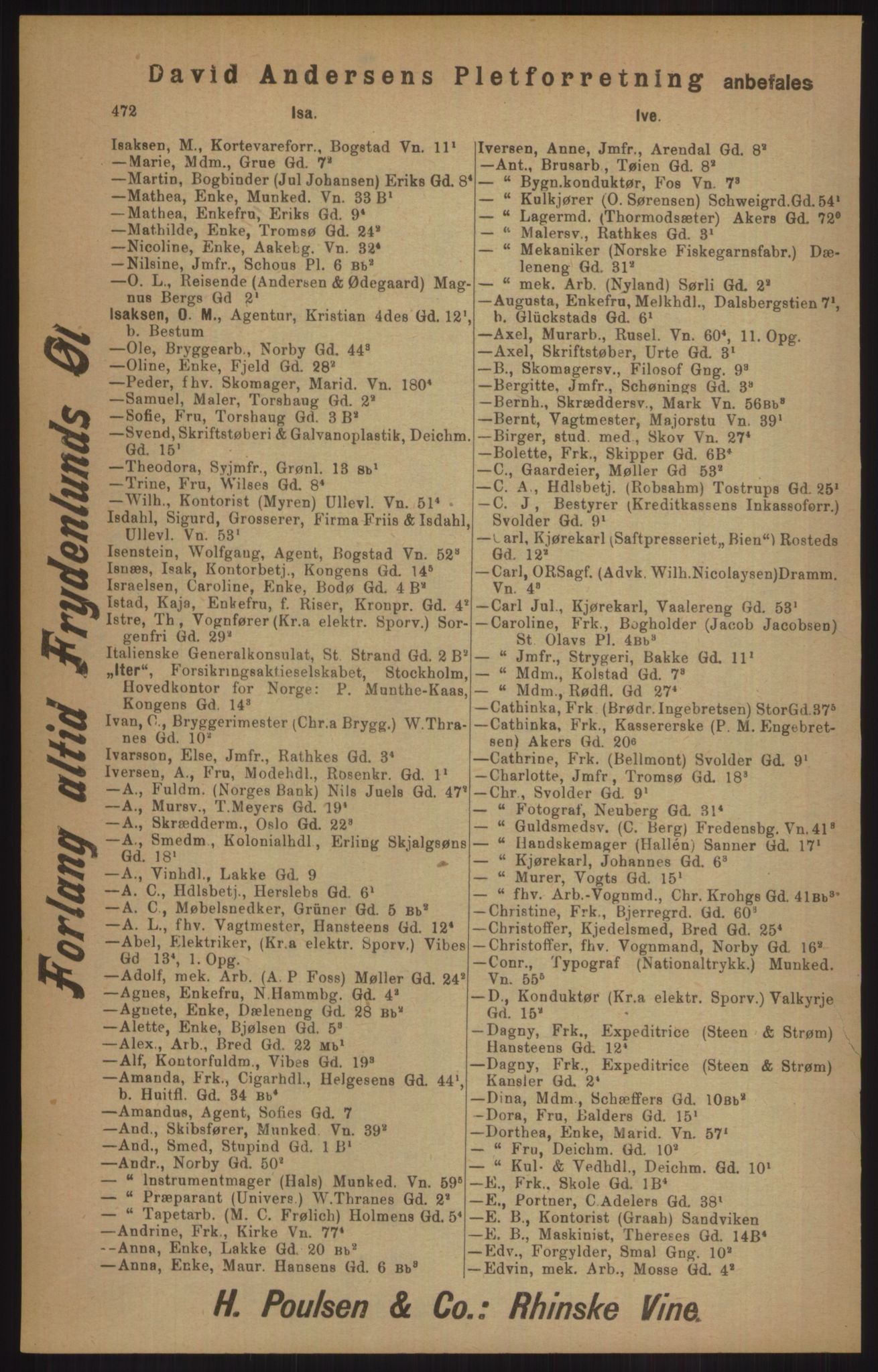 Kristiania/Oslo adressebok, PUBL/-, 1905, p. 472