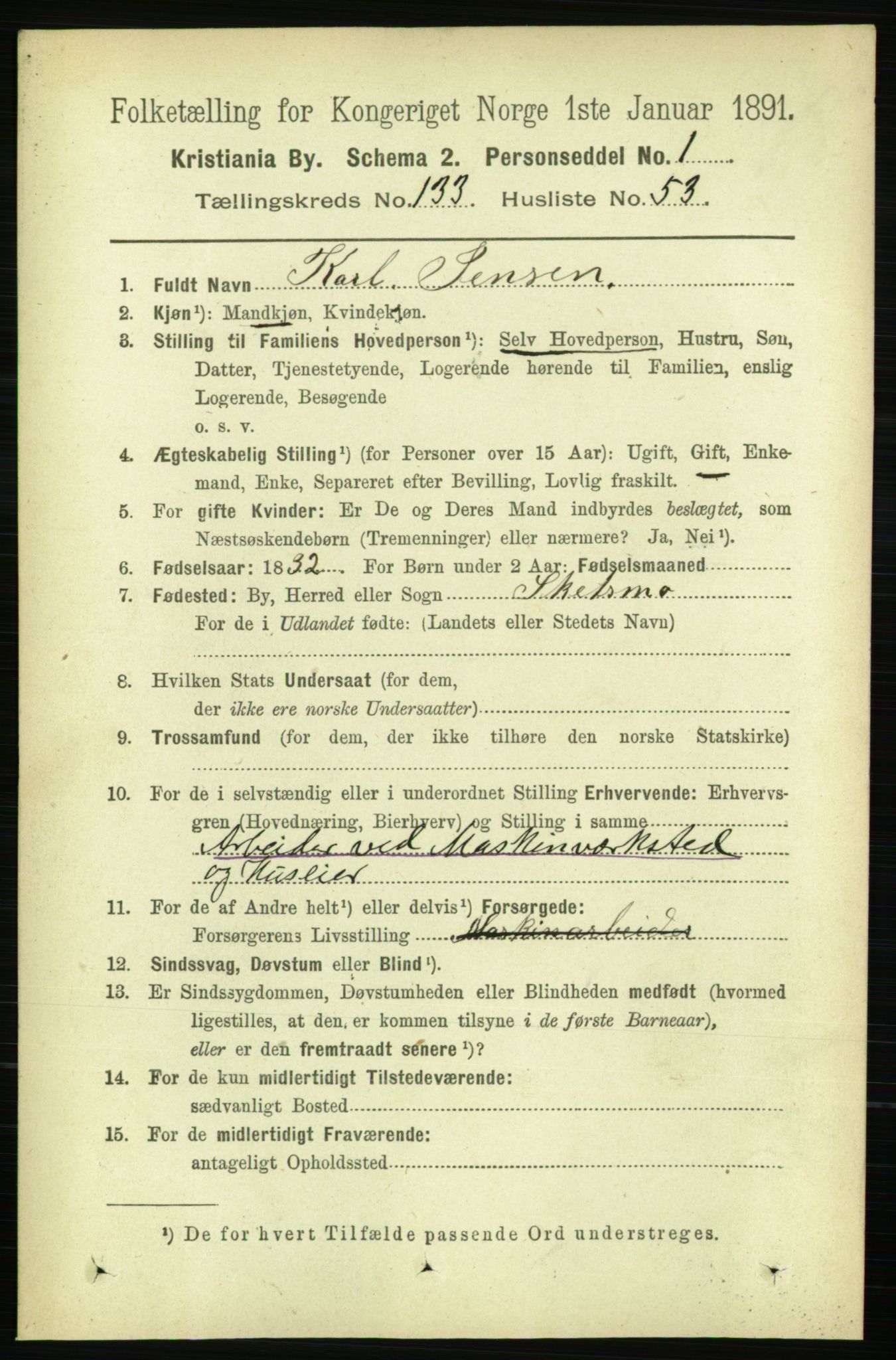 RA, 1891 census for 0301 Kristiania, 1891, p. 73334