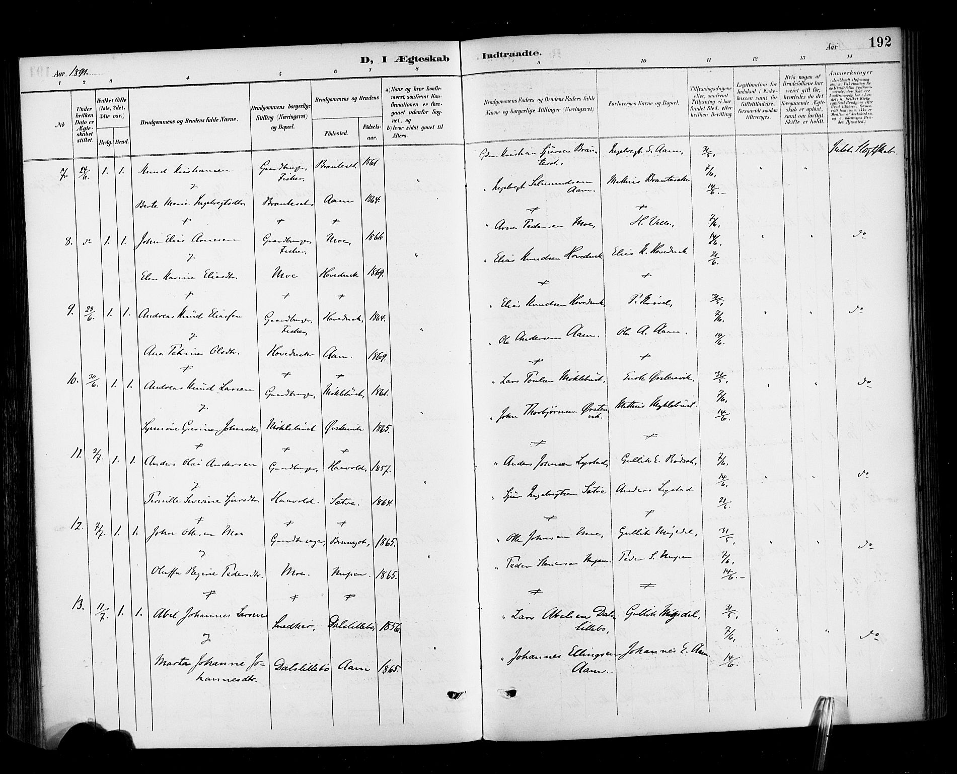 Ministerialprotokoller, klokkerbøker og fødselsregistre - Møre og Romsdal, AV/SAT-A-1454/513/L0177: Parish register (official) no. 513A04, 1890-1906, p. 192