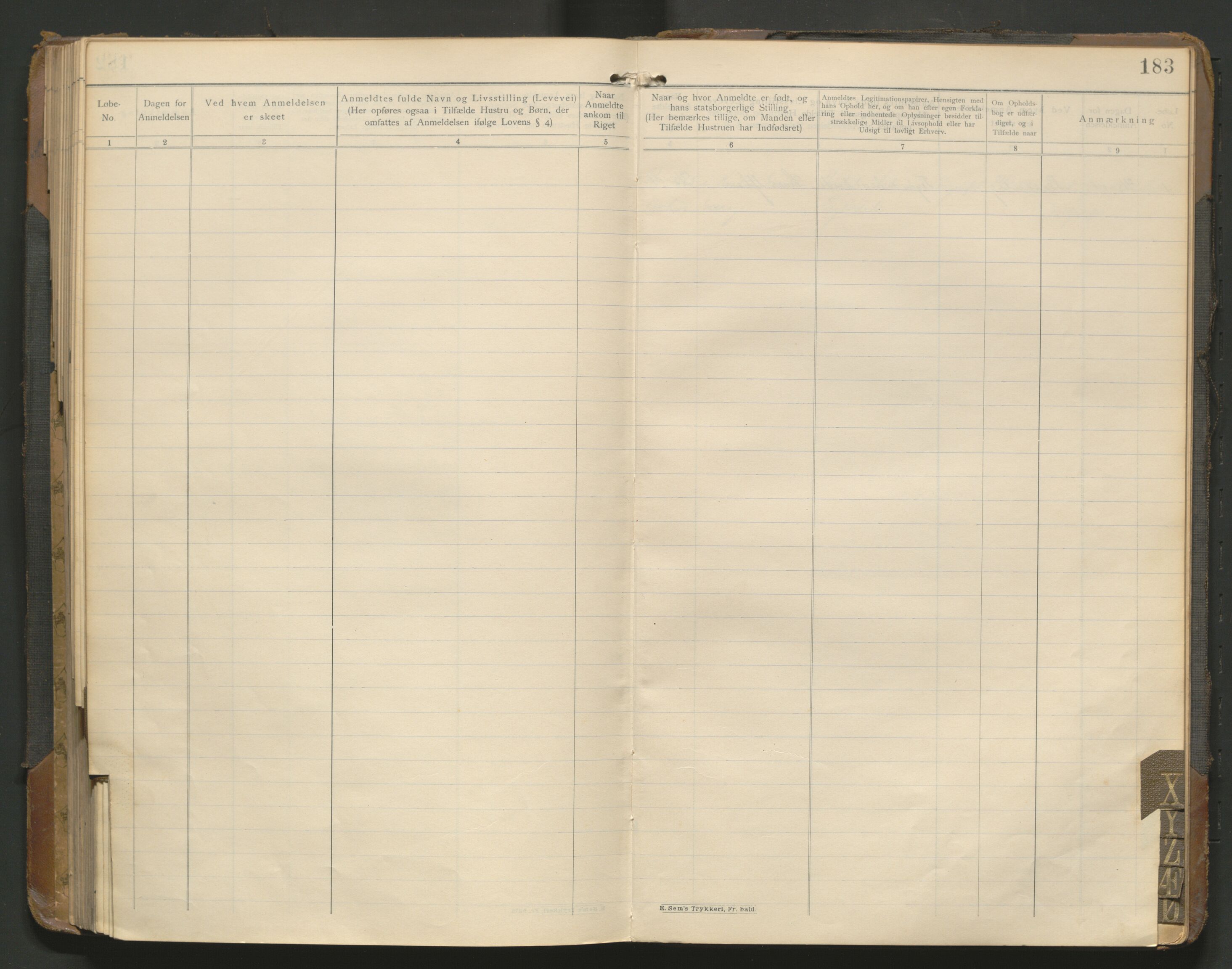 Fredrikstad politikammer, AV/SAO-A-10055/H/Hb/Hba/L0001: Protokoll over fremmede statsborgere, 1901-1916, p. 182b-183a