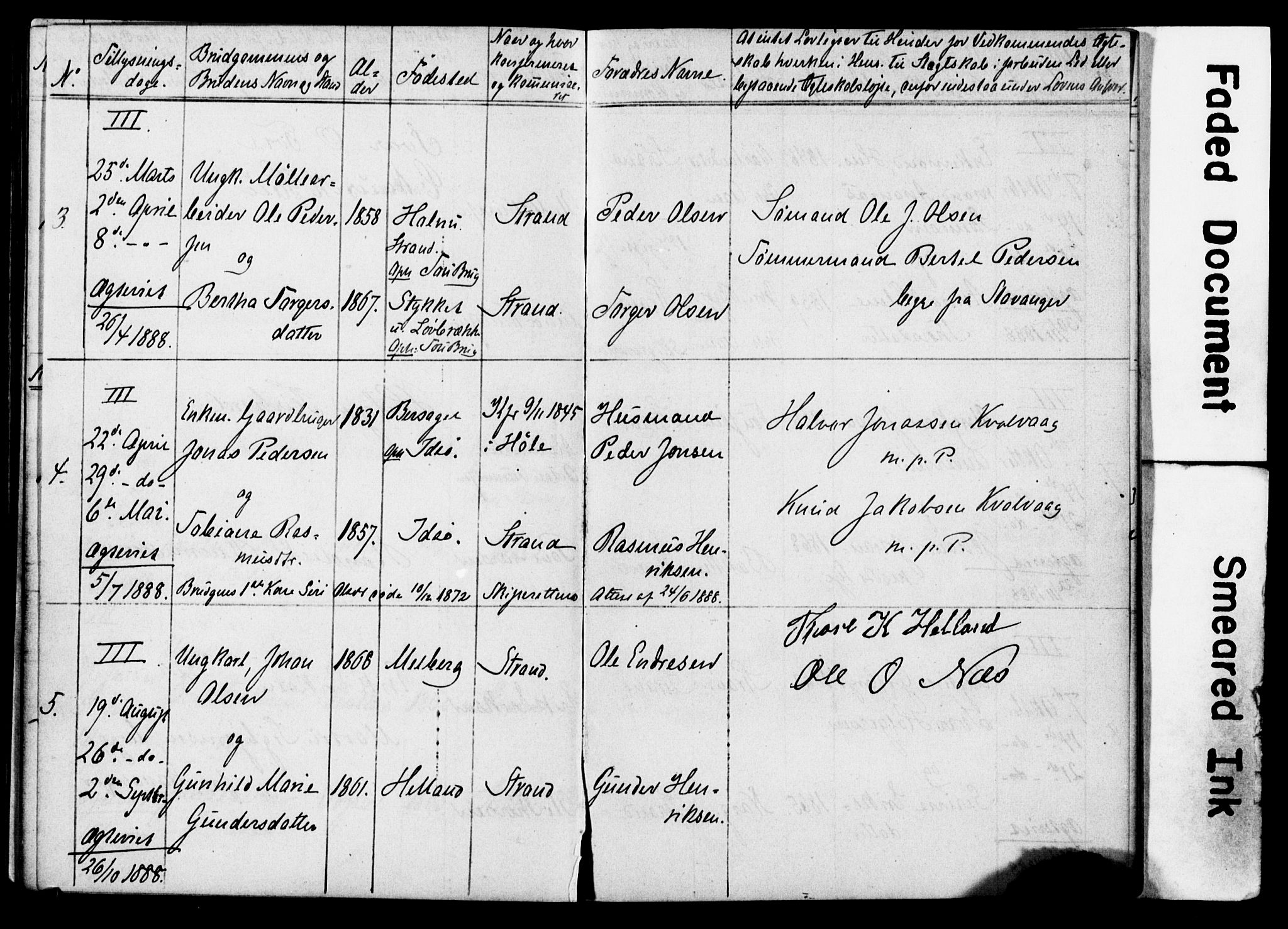 Strand sokneprestkontor, SAST/A-101828/I/Ie/L0001: Banns register no. 1, 1881-1897
