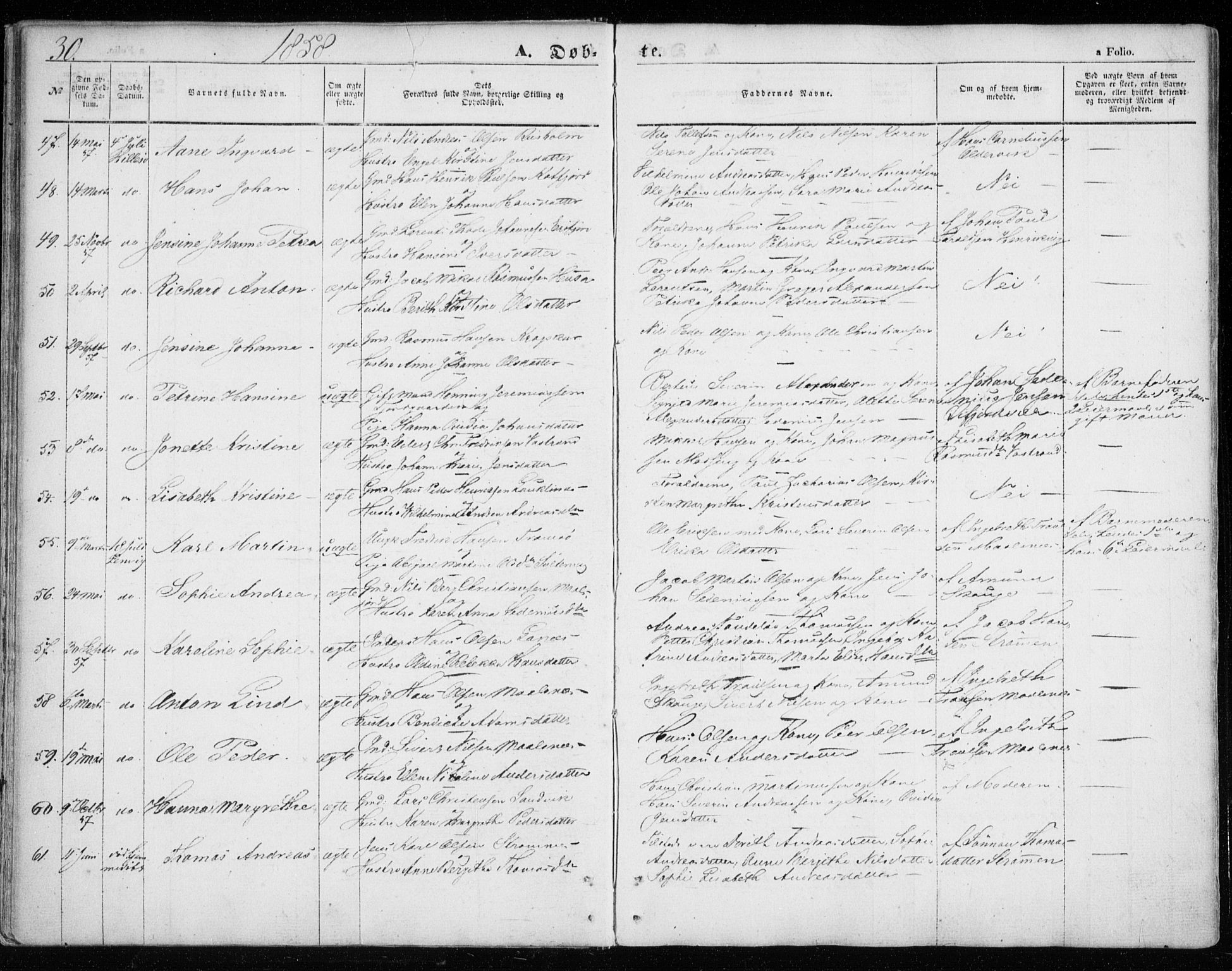 Lenvik sokneprestembete, SATØ/S-1310/H/Ha/Haa/L0007kirke: Parish register (official) no. 7, 1855-1865, p. 30