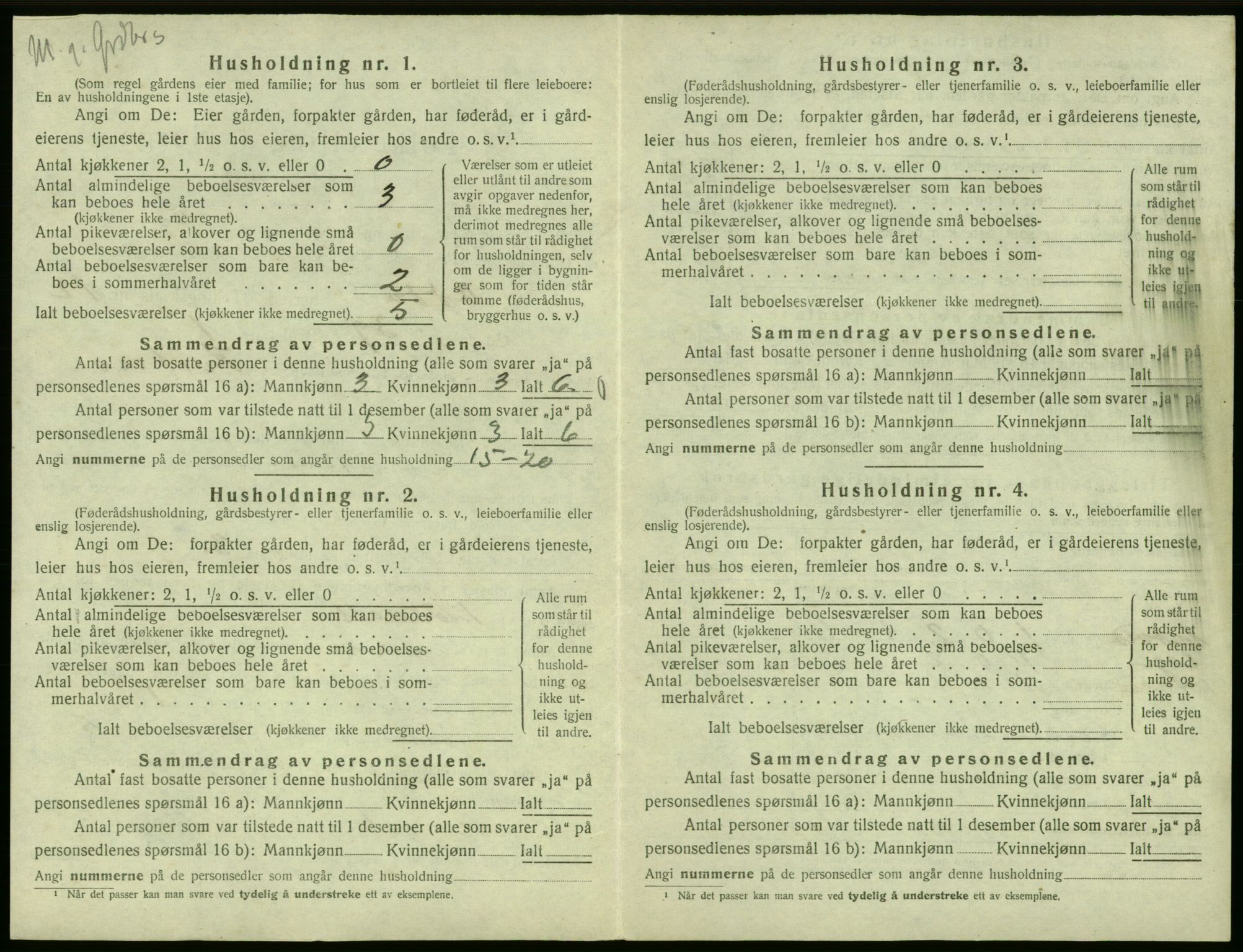 SAB, 1920 census for Odda, 1920, p. 1109