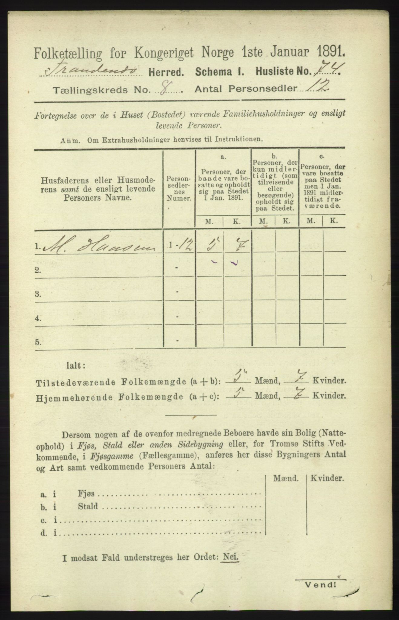 RA, 1891 census for 1914 Trondenes, 1891, p. 5760