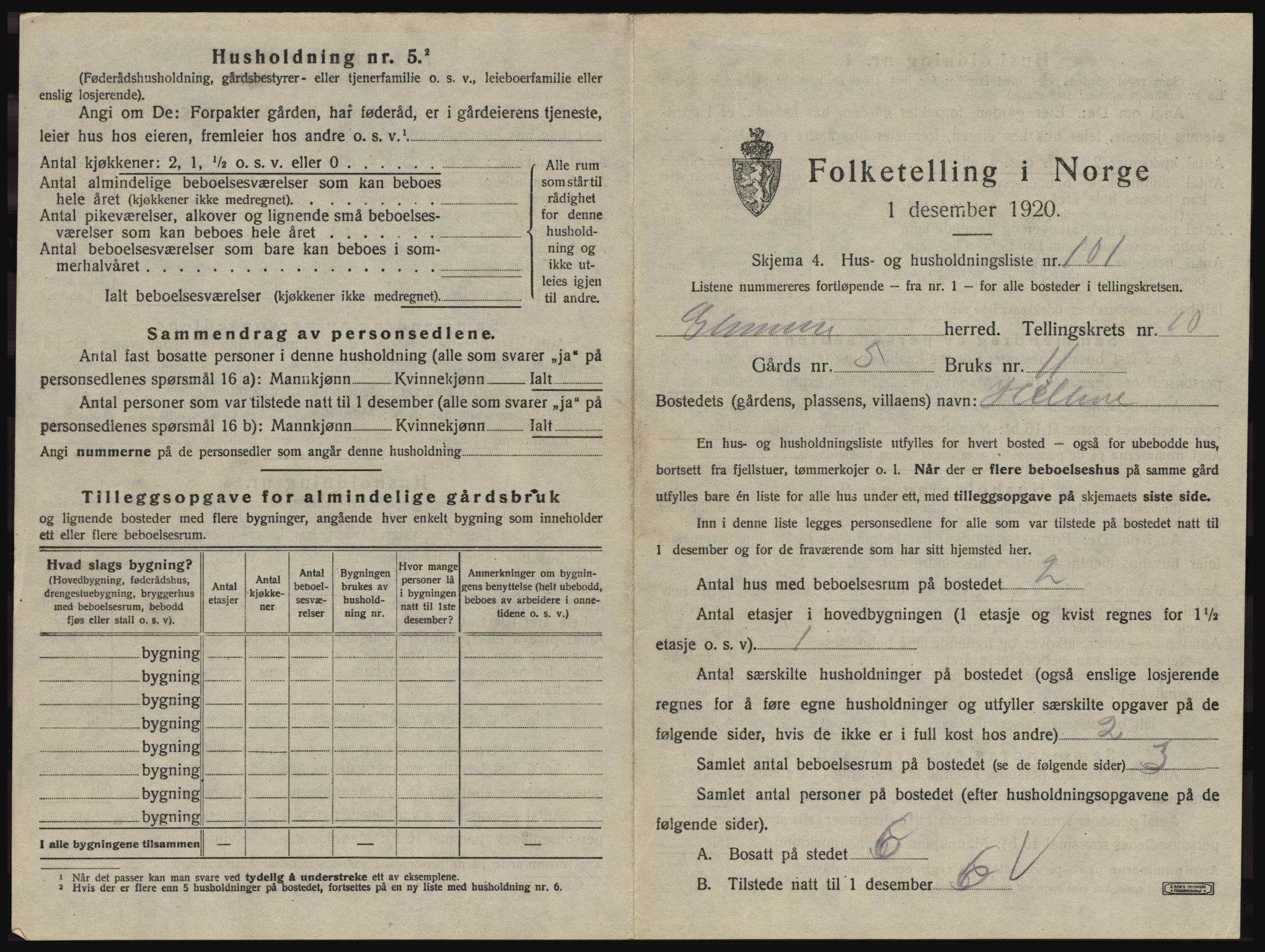 SAO, 1920 census for Glemmen, 1920, p. 2125