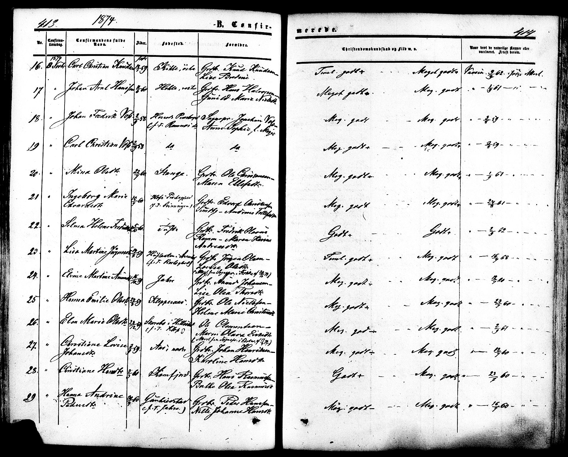 Ramnes kirkebøker, AV/SAKO-A-314/F/Fa/L0006: Parish register (official) no. I 6, 1862-1877, p. 413-414