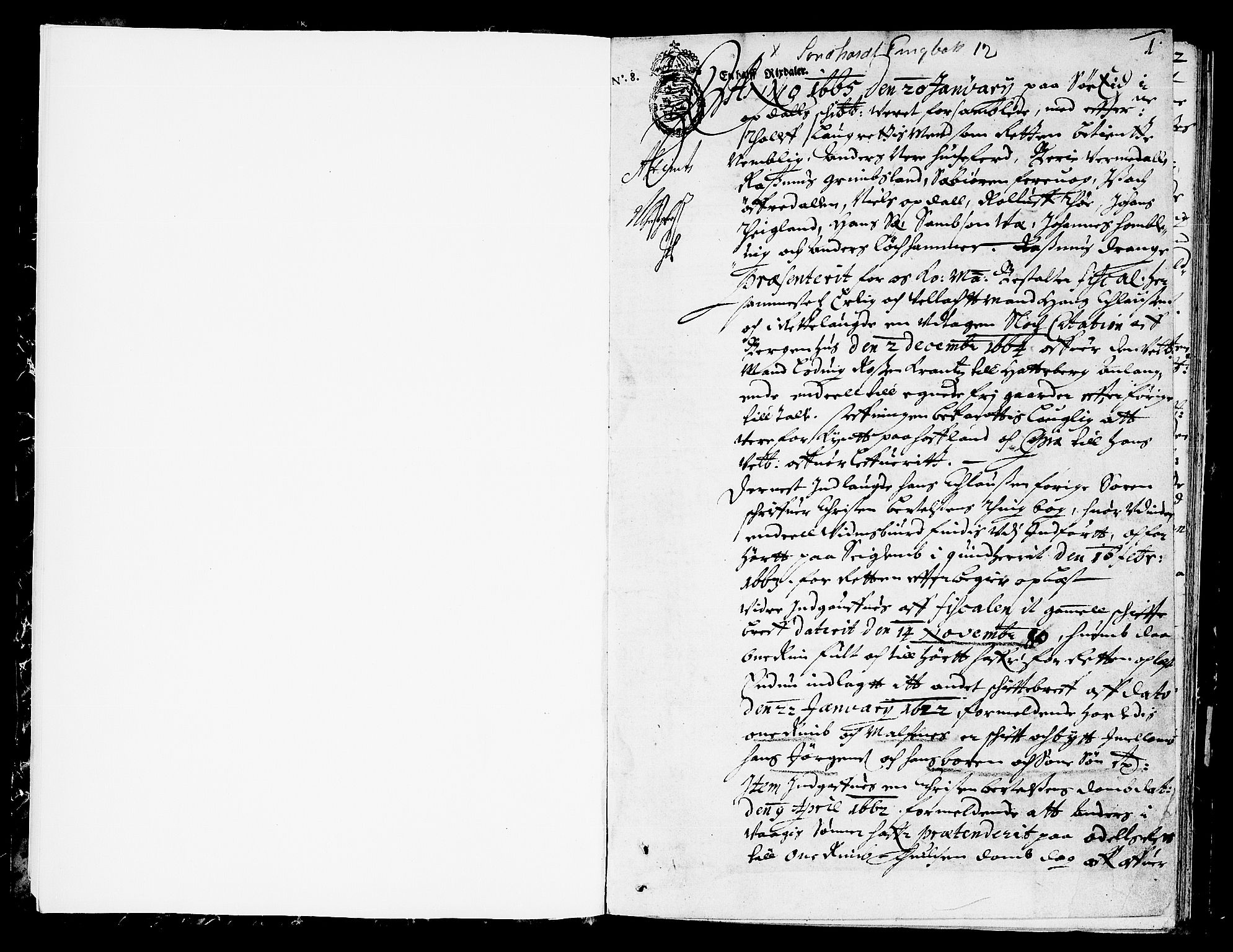 Sunnhordland sorenskrivar, AV/SAB-A-2401/1/F/Faa/L0012: Tingbøker, 1665, p. 0b-1a