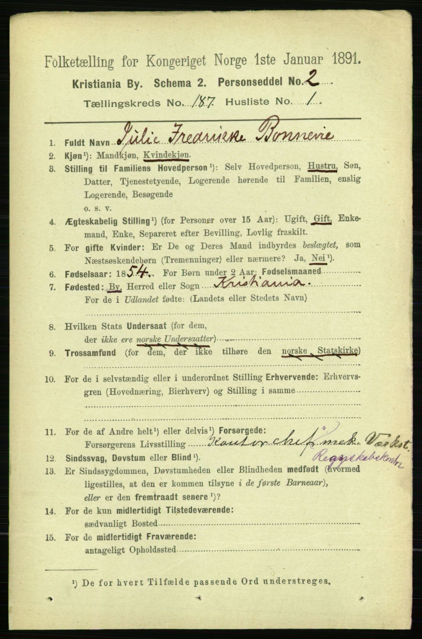 RA, 1891 census for 0301 Kristiania, 1891, p. 111984