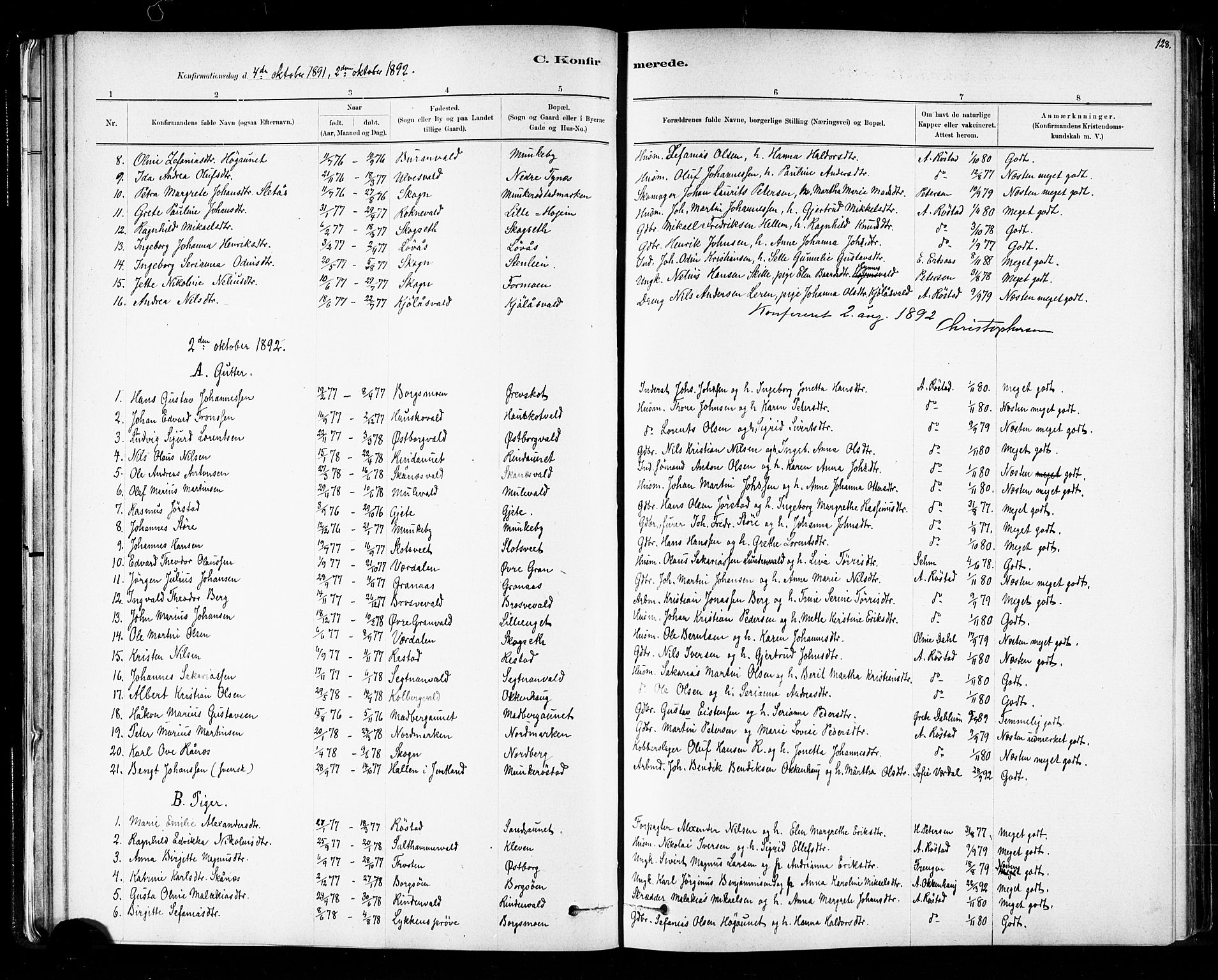 Ministerialprotokoller, klokkerbøker og fødselsregistre - Nord-Trøndelag, SAT/A-1458/721/L0208: Parish register (copy) no. 721C01, 1880-1917, p. 128