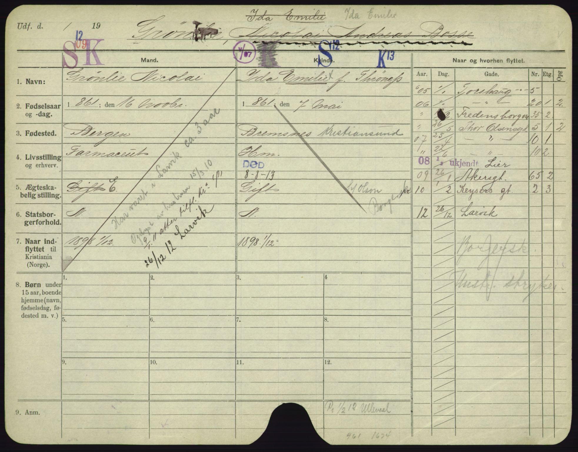 Oslo folkeregister, Registerkort, AV/SAO-A-11715/F/Fa/Fac/L0003: Menn, 1906-1914, p. 657a