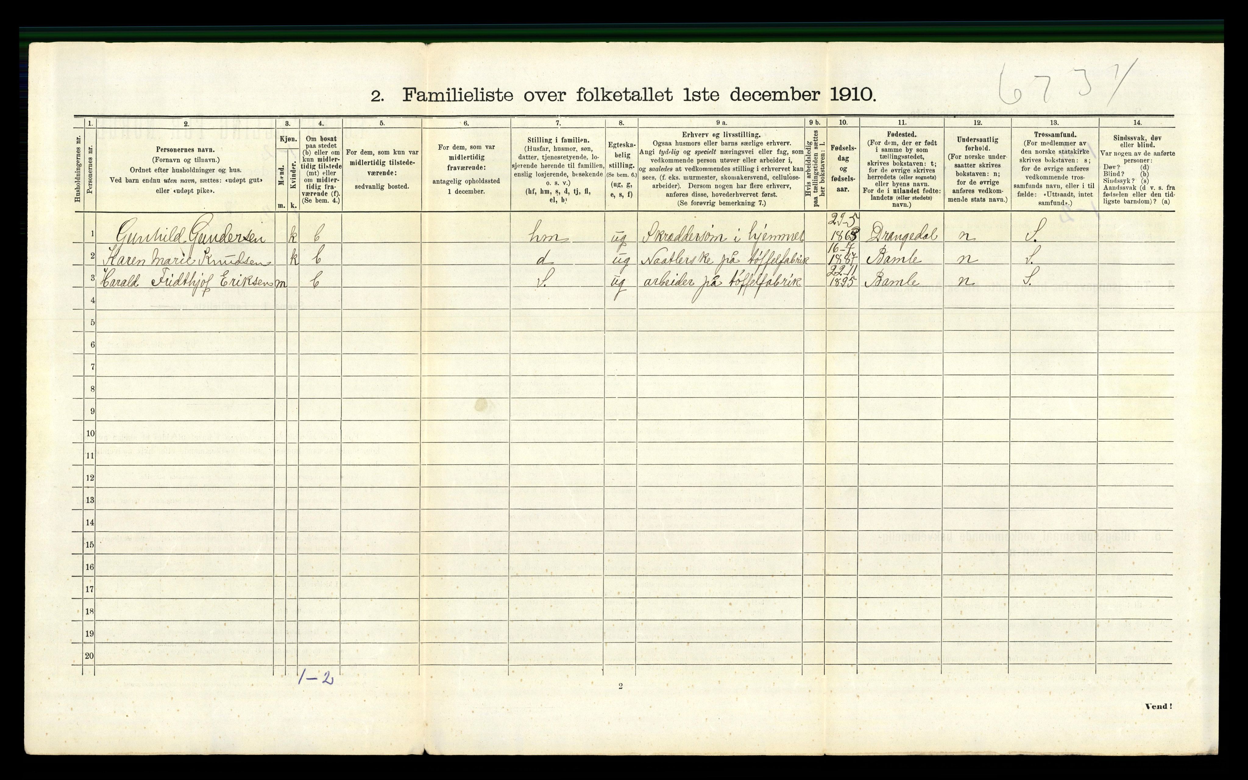 RA, 1910 census for Kragerø, 1910, p. 4271