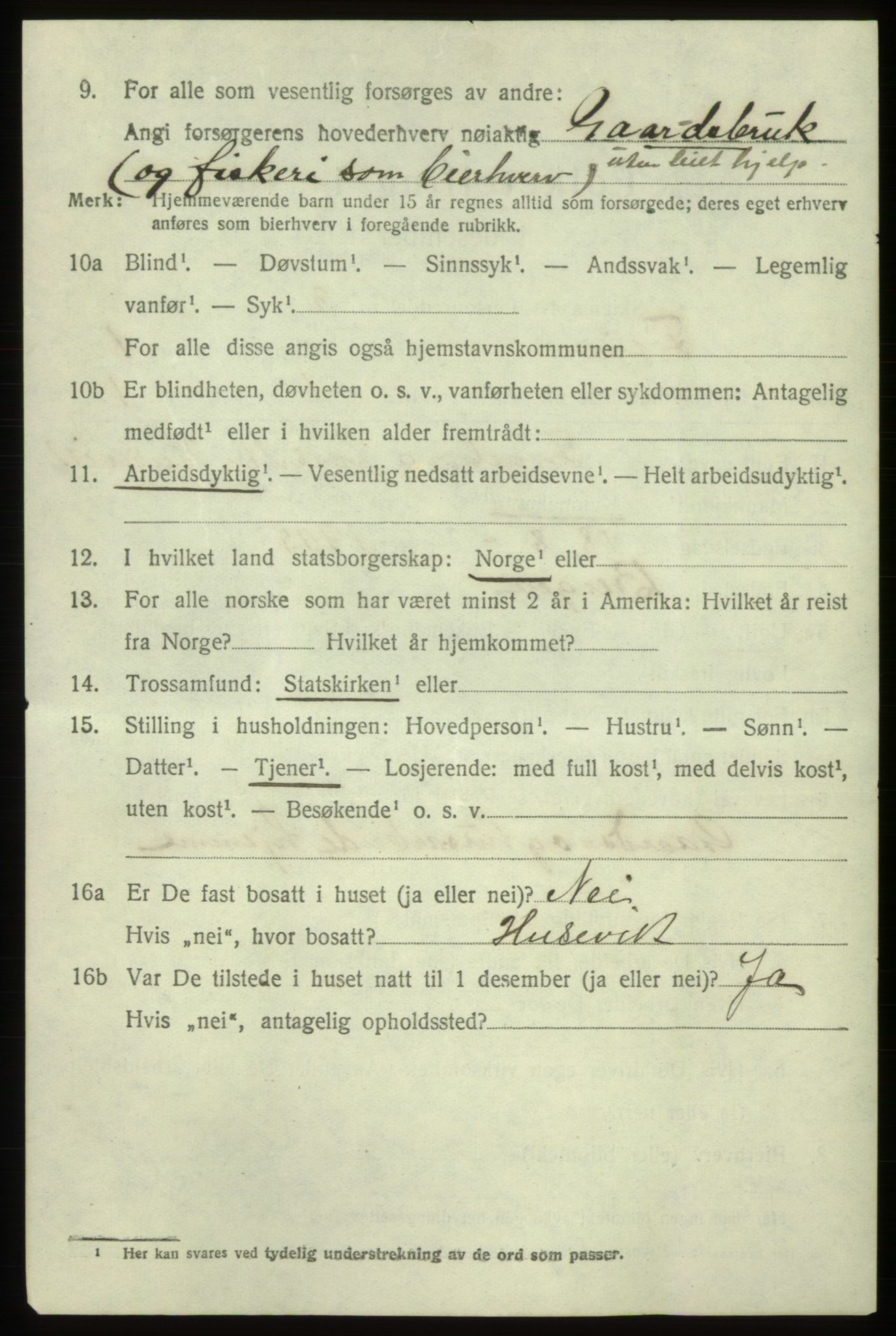 SAB, 1920 census for Fitjar, 1920, p. 953