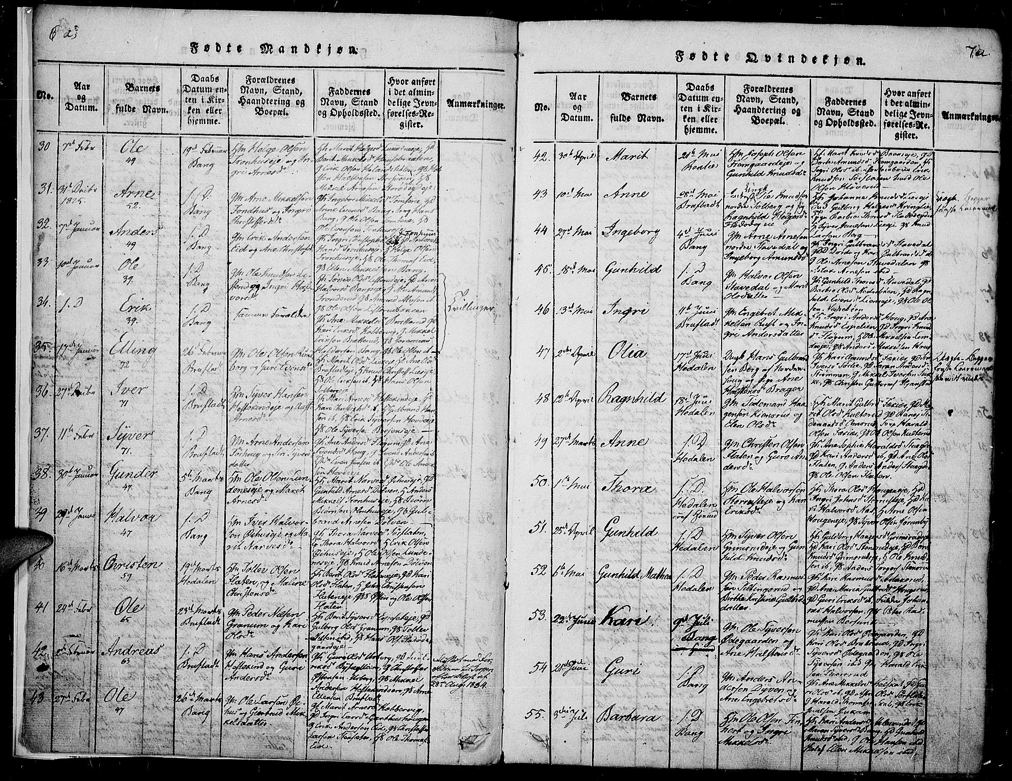 Sør-Aurdal prestekontor, SAH/PREST-128/H/Ha/Haa/L0003: Parish register (official) no. 3, 1825-1840, p. 6a-7a