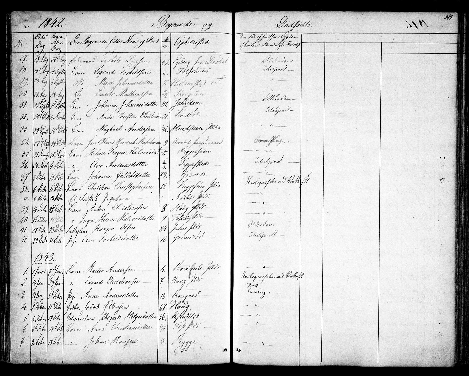 Hobøl prestekontor Kirkebøker, AV/SAO-A-2002/F/Fa/L0003: Parish register (official) no. I 3, 1842-1864, p. 329