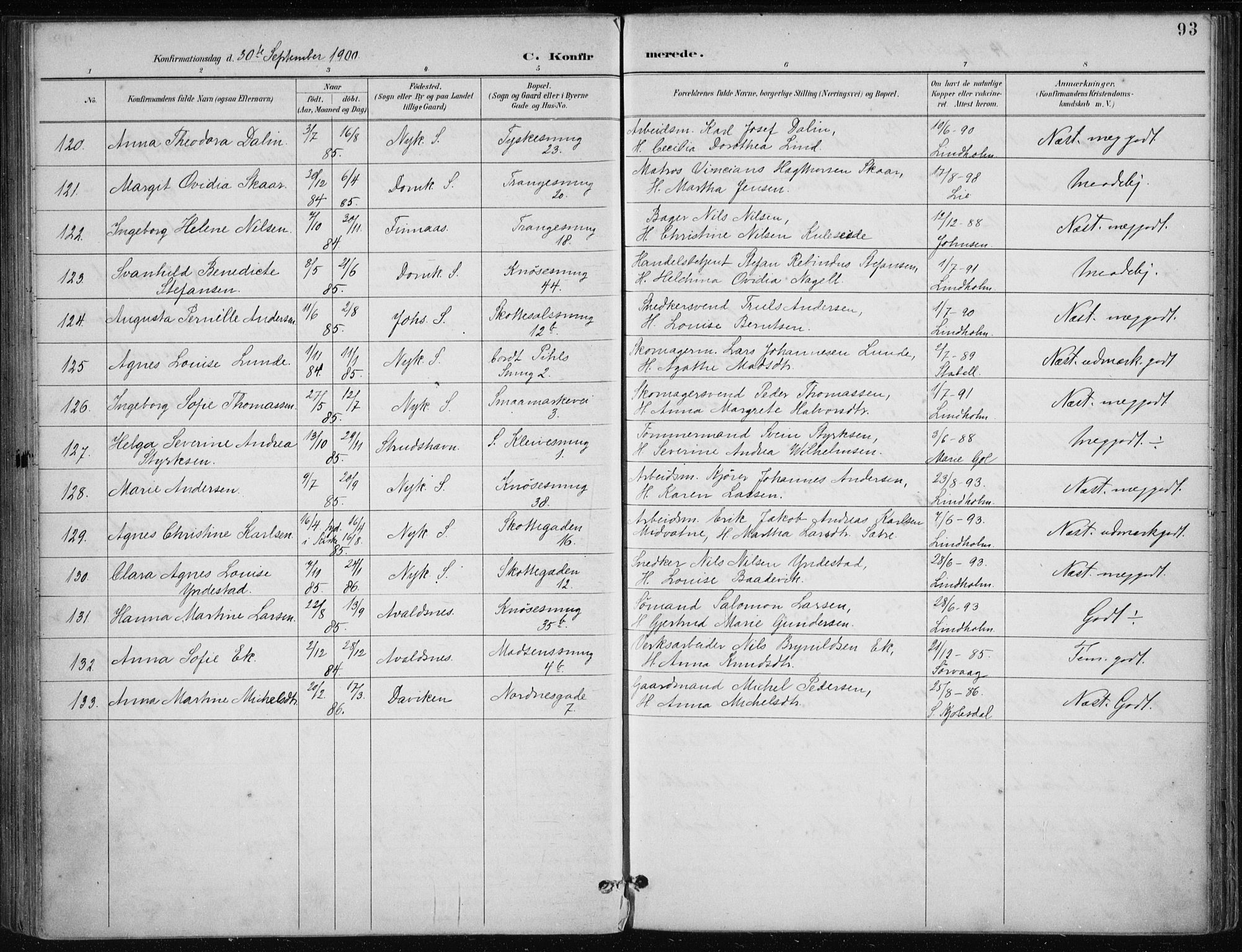 Nykirken Sokneprestembete, SAB/A-77101/H/Haa/L0028: Parish register (official) no. C 7, 1887-1913, p. 93