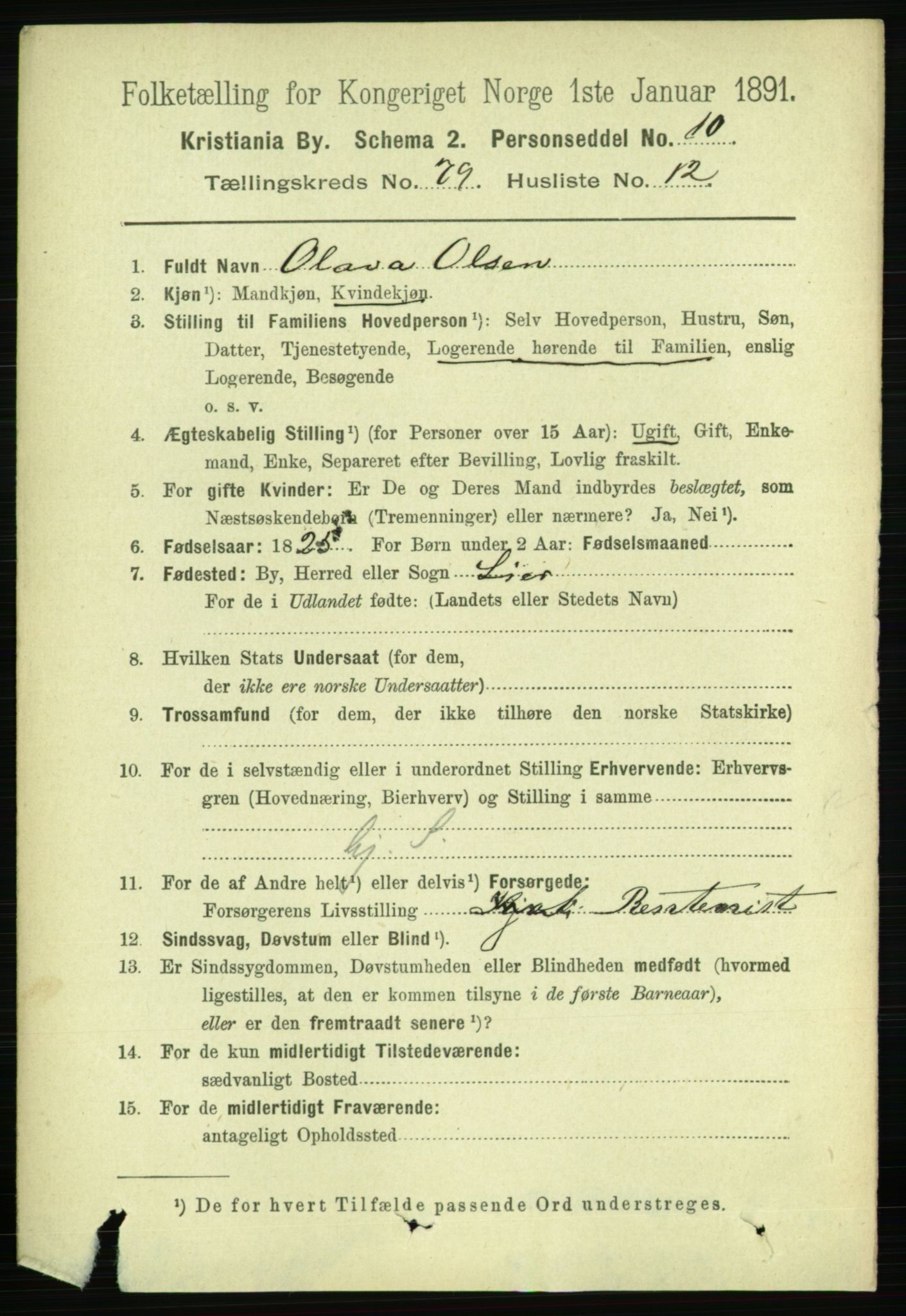 RA, 1891 census for 0301 Kristiania, 1891, p. 41241