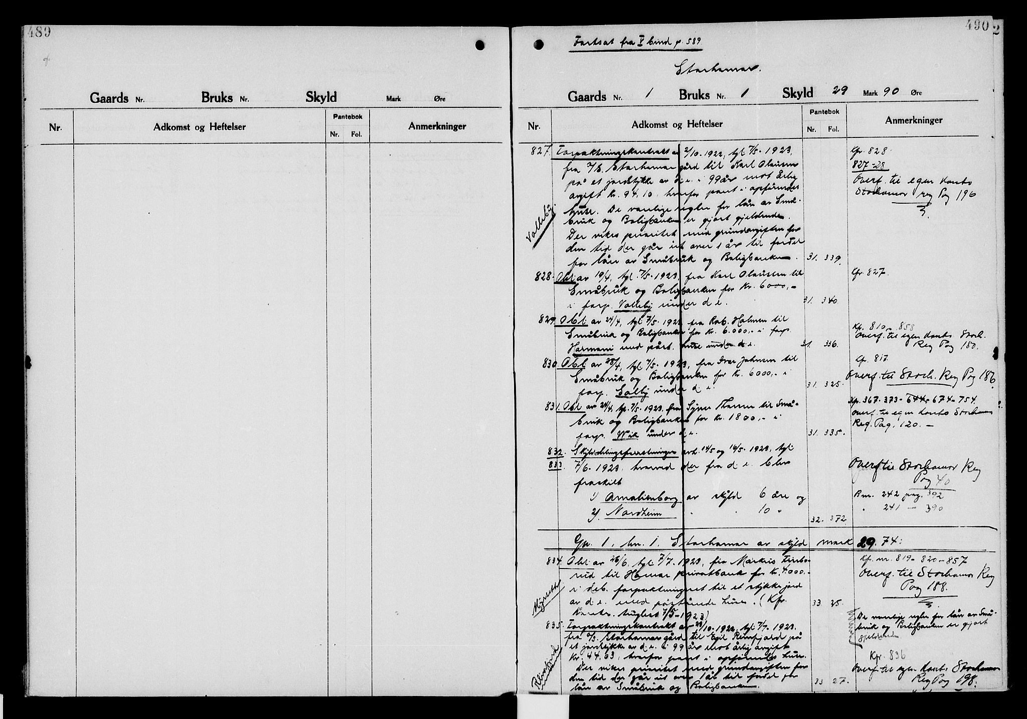 Nord-Hedmark sorenskriveri, SAH/TING-012/H/Ha/Had/Hade/L0006: Mortgage register no. 4.6, 1920-1940, p. 489-490