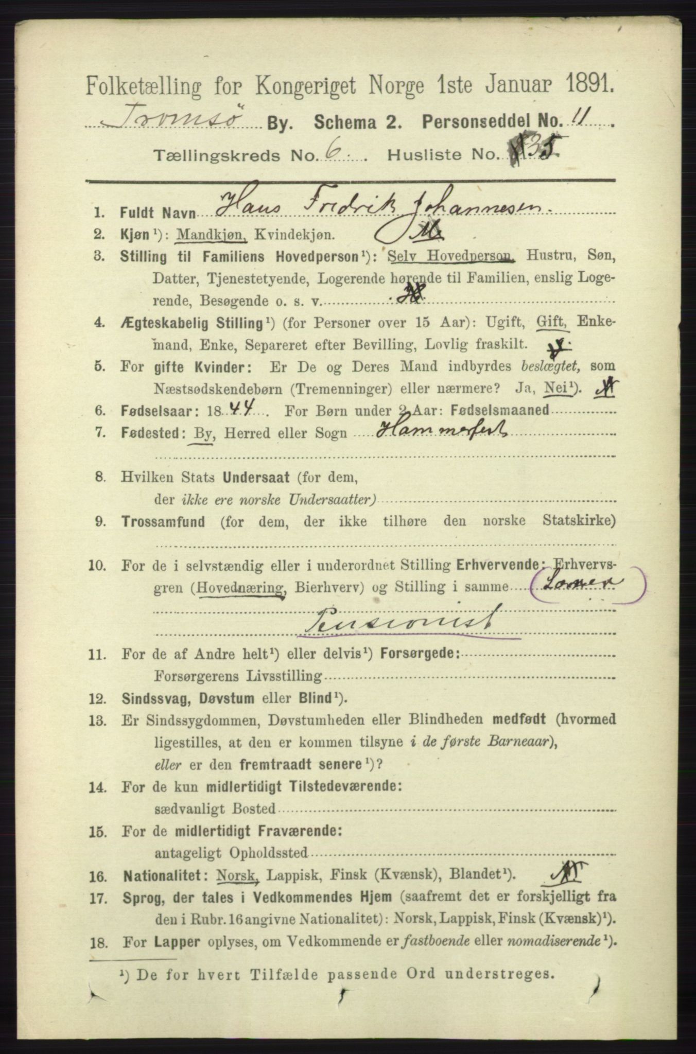 RA, 1891 census for 1902 Tromsø, 1891, p. 6007