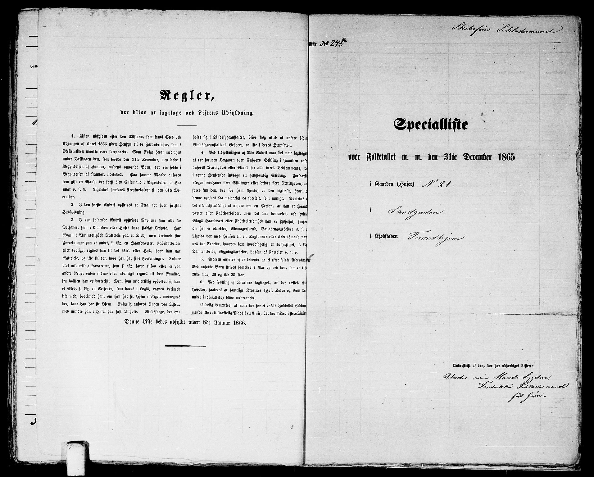 RA, 1865 census for Trondheim, 1865, p. 525