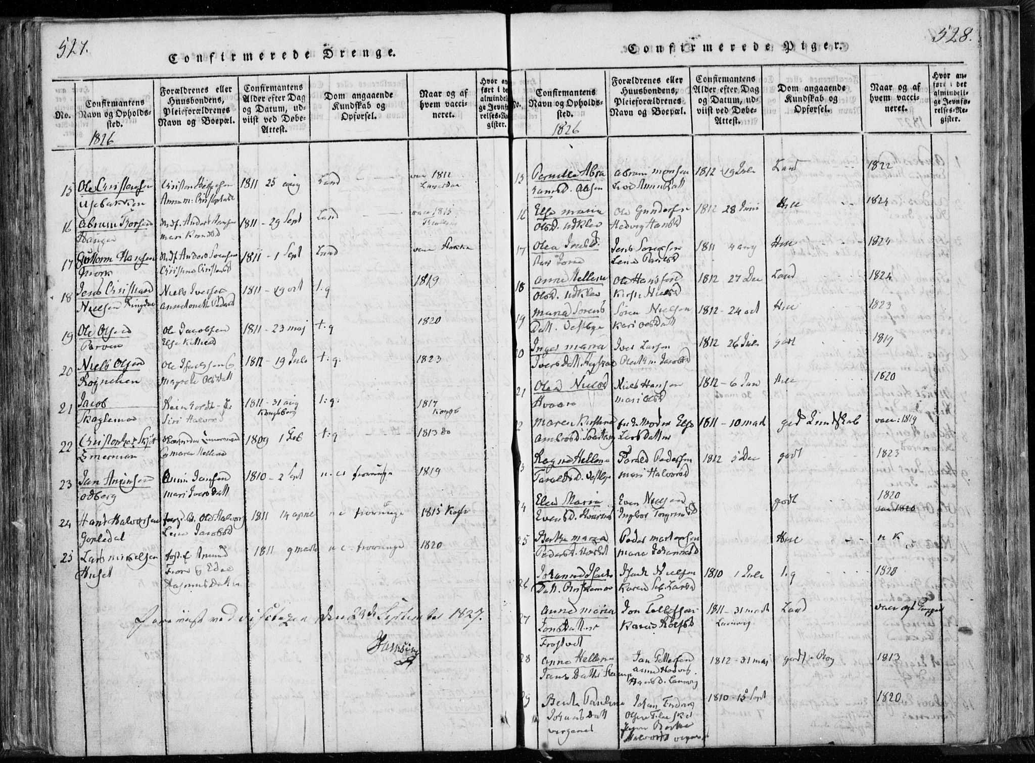 Hedrum kirkebøker, AV/SAKO-A-344/F/Fa/L0004: Parish register (official) no. I 4, 1817-1835, p. 527-528