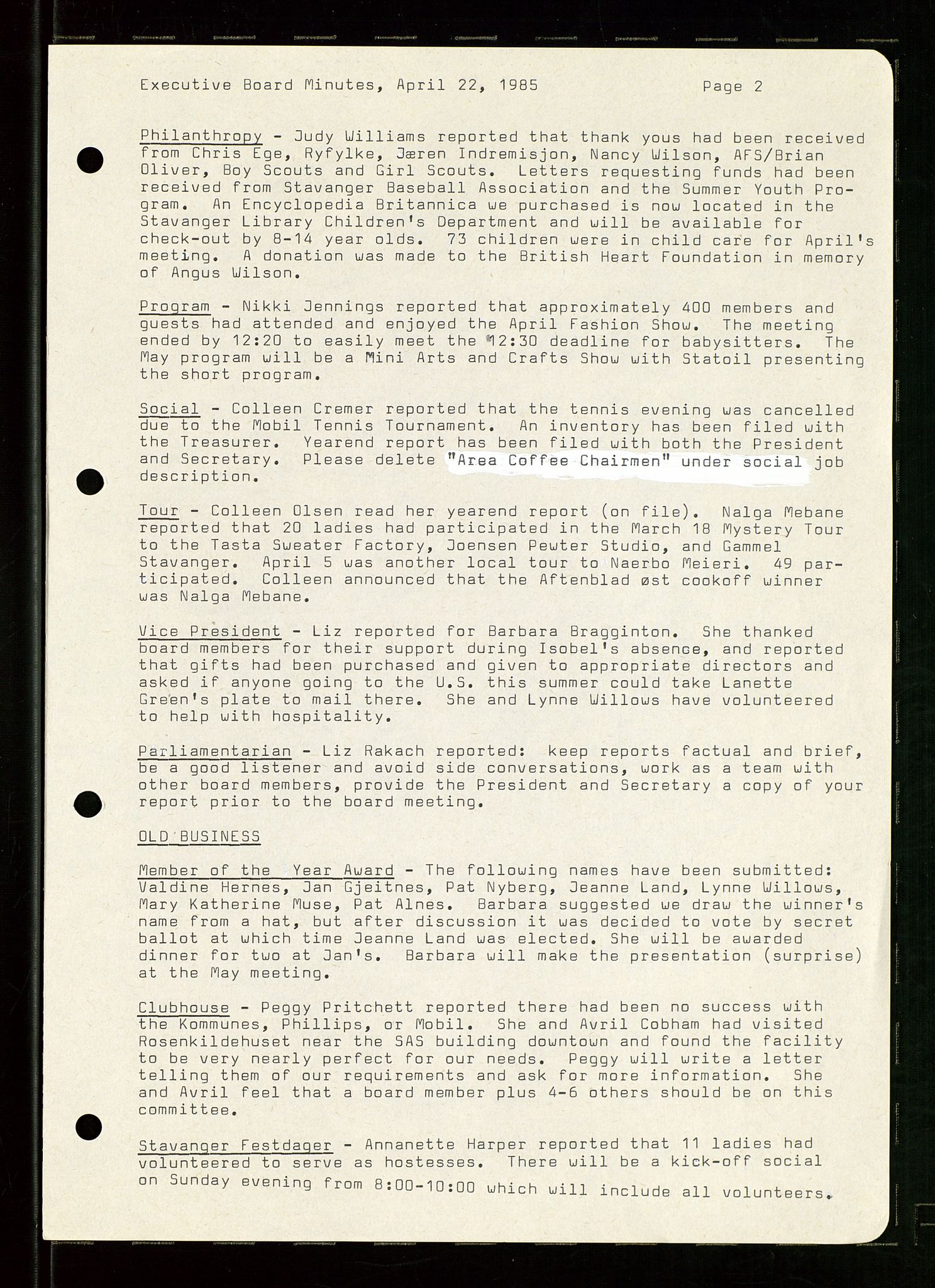 PA 1547 - Petroleum Wives Club, AV/SAST-A-101974/D/Da/L0002: President's file, 1980-1985