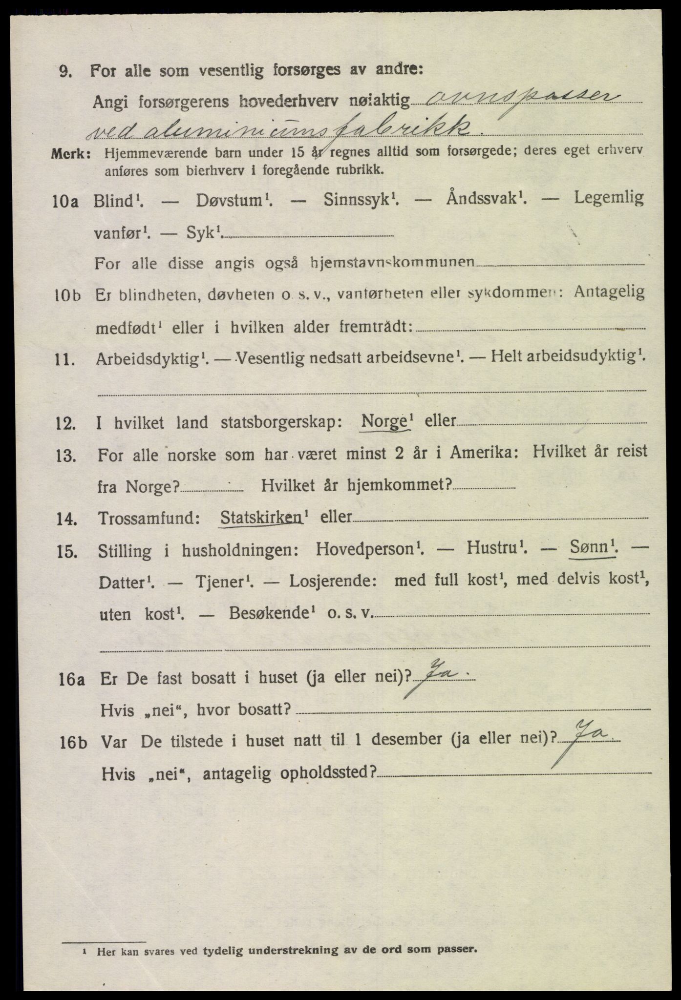 SAK, 1920 census for Vennesla, 1920, p. 2371