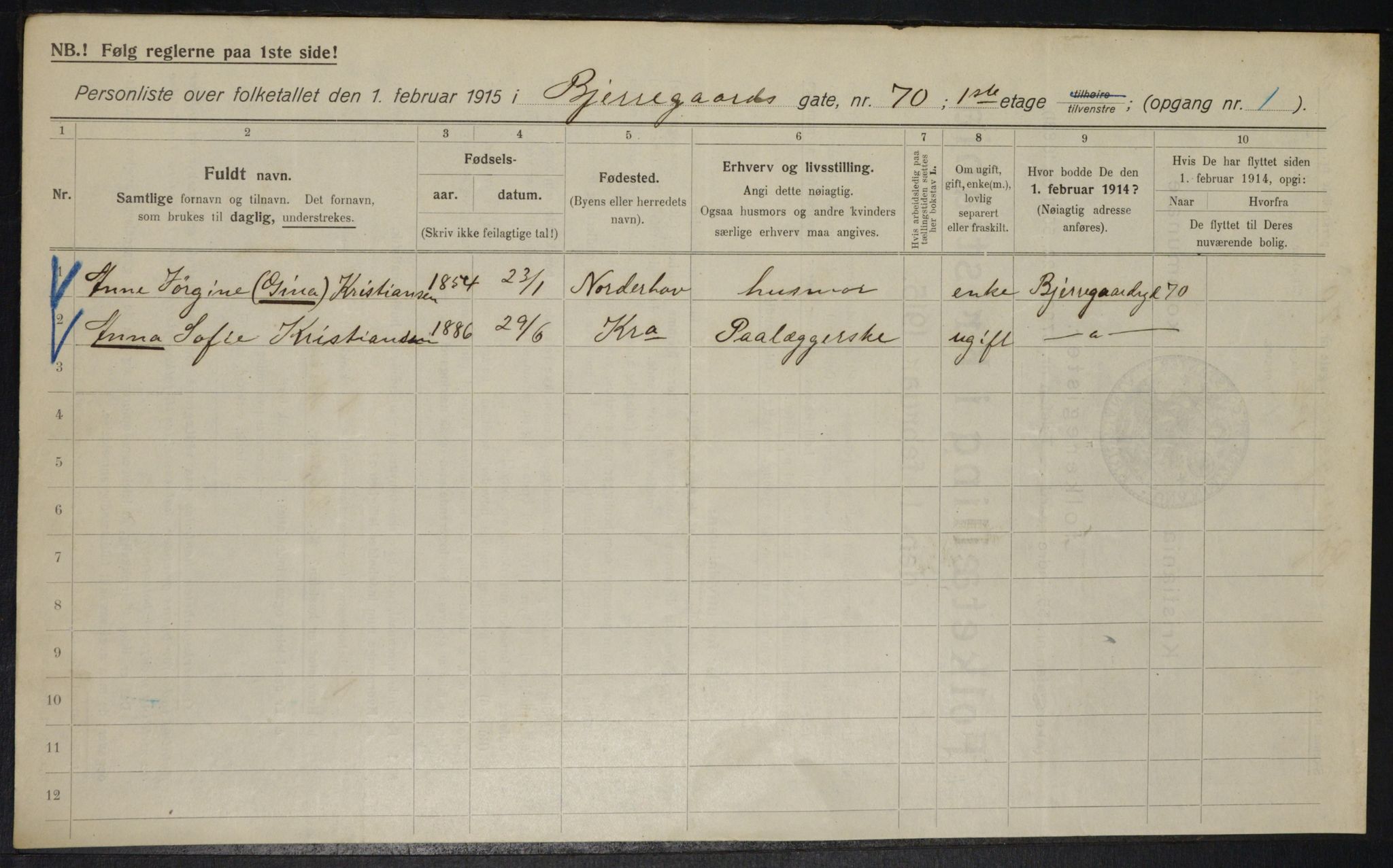 OBA, Municipal Census 1915 for Kristiania, 1915, p. 6441