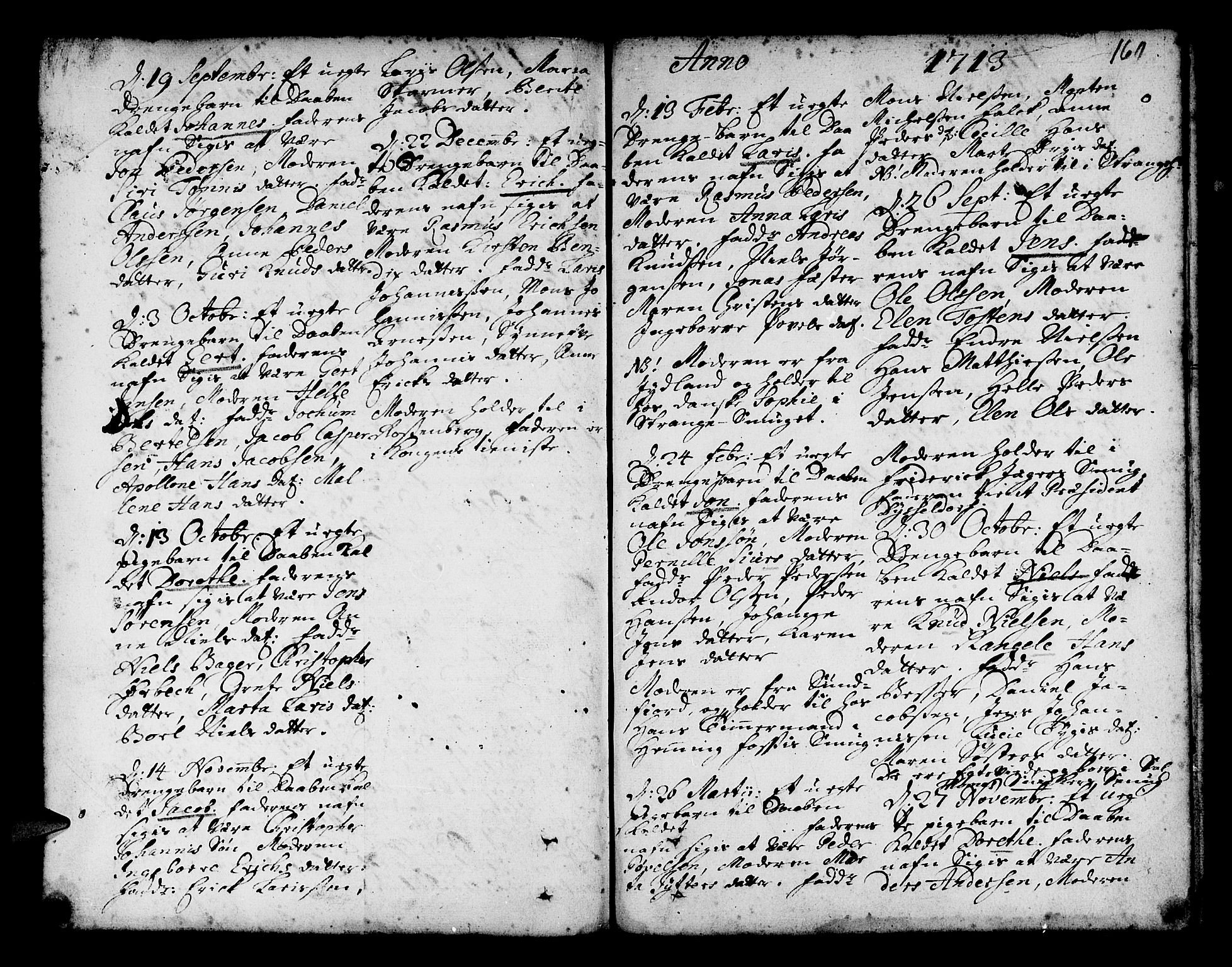 Nykirken Sokneprestembete, SAB/A-77101/H/Haa/L0002: Parish register (official) no. A 2, 1700-1723, p. 160