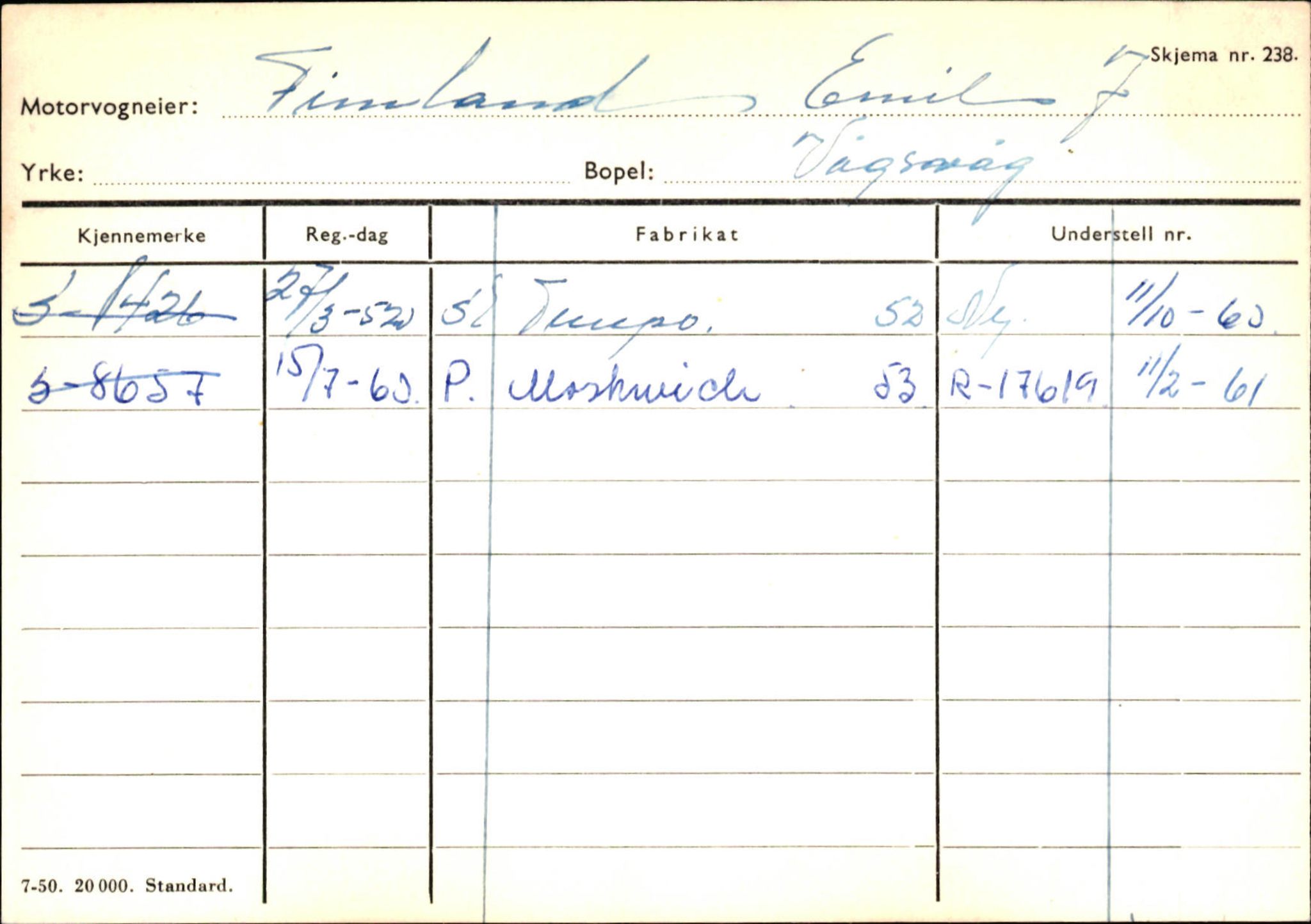 Statens vegvesen, Sogn og Fjordane vegkontor, AV/SAB-A-5301/4/F/L0144: Registerkort Vågsøy A-R, 1945-1975, p. 536