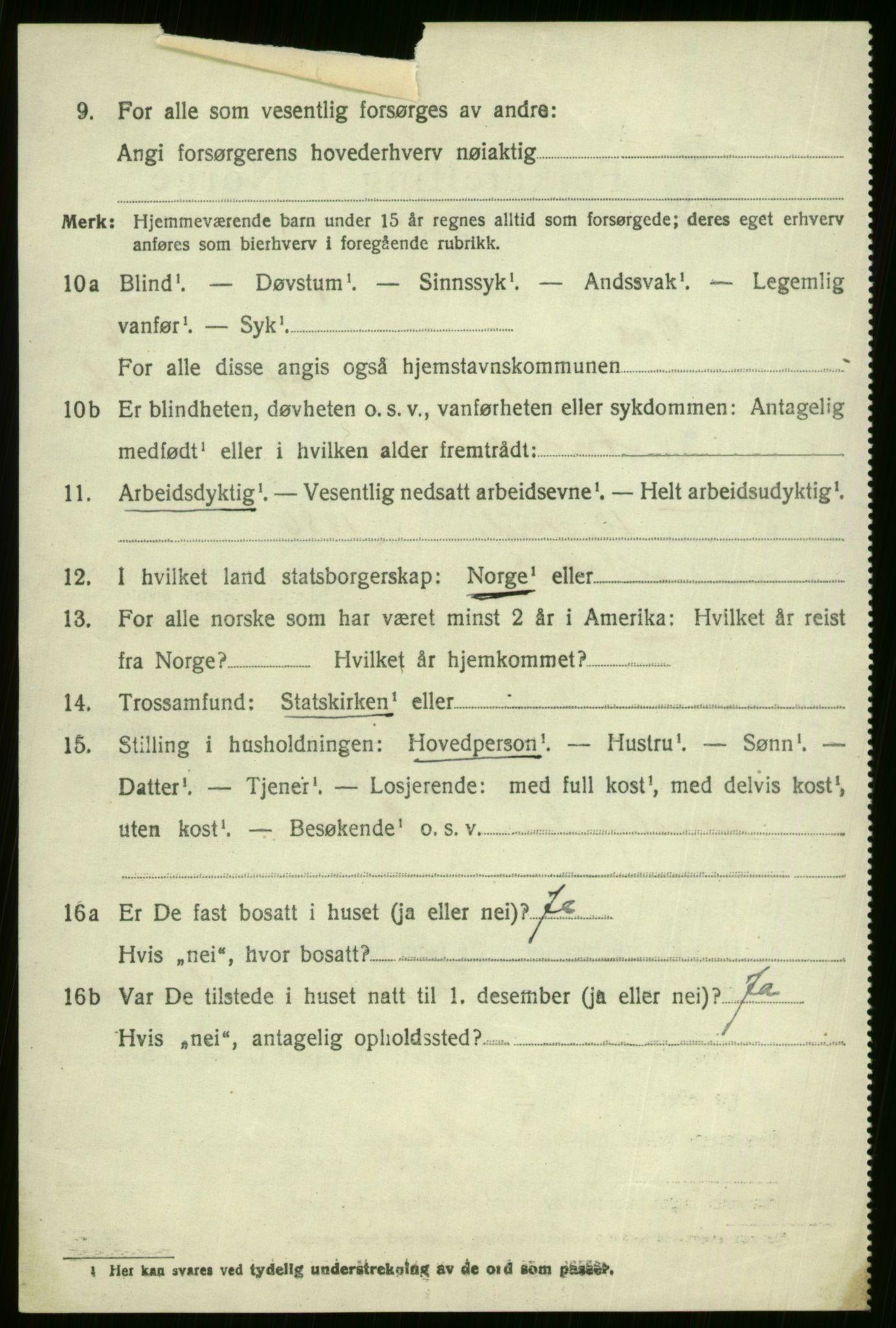 SAB, 1920 census for Voss, 1920, p. 5924