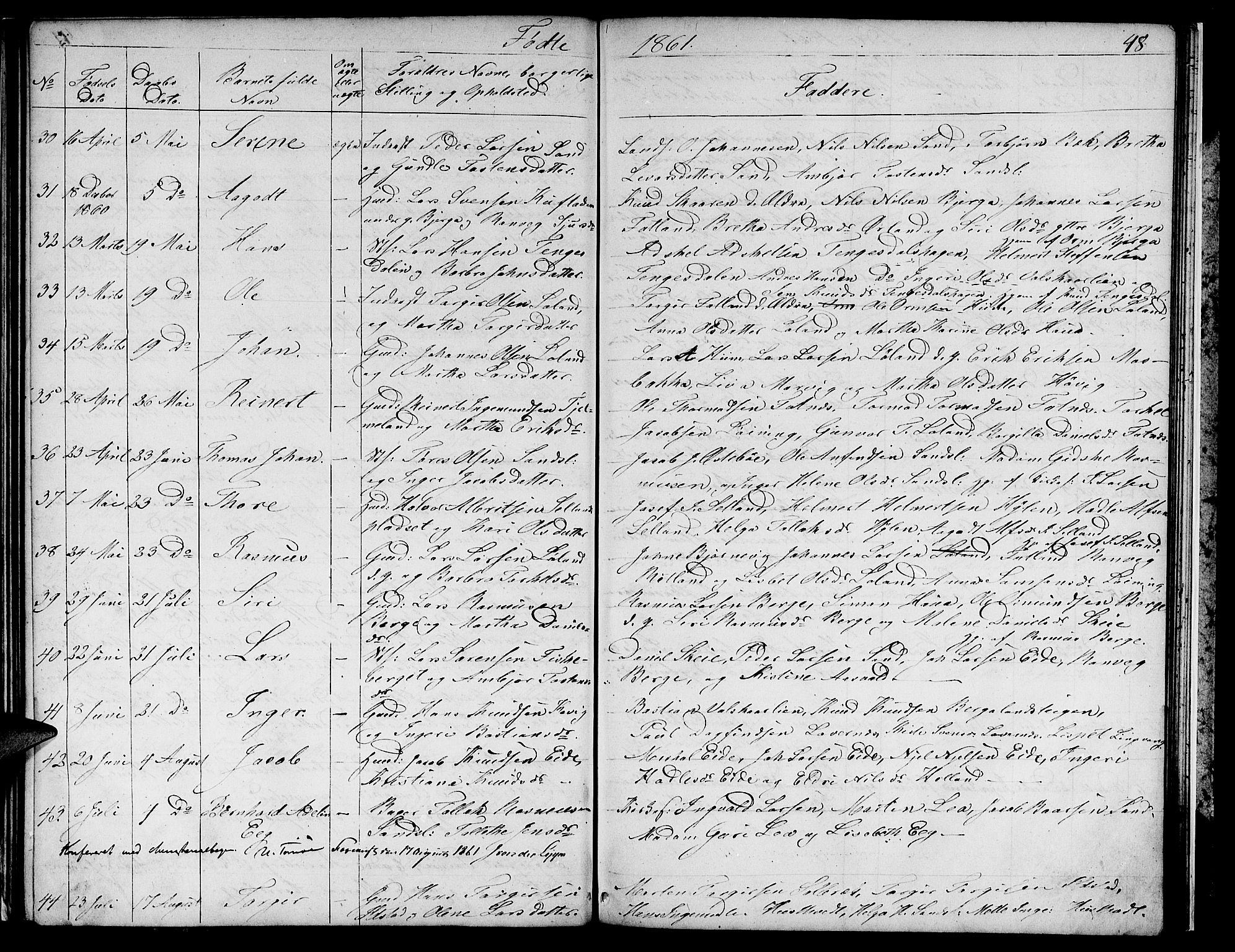 Sand sokneprestkontor, AV/SAST-A-101848/01/IV/L0002: Parish register (copy) no. B 2, 1852-1871, p. 48