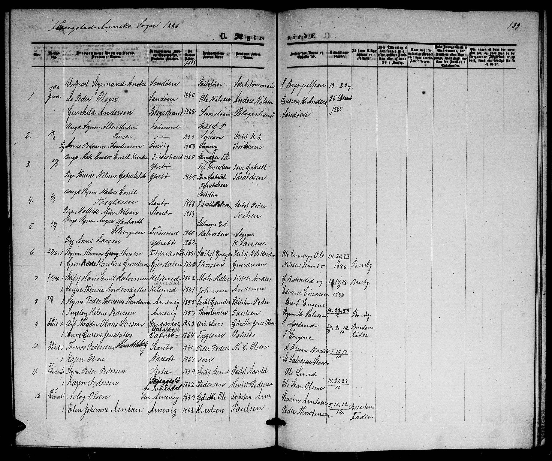 Dypvåg sokneprestkontor, AV/SAK-1111-0007/F/Fb/Fbb/L0003: Parish register (copy) no. B 3, 1872-1886, p. 139